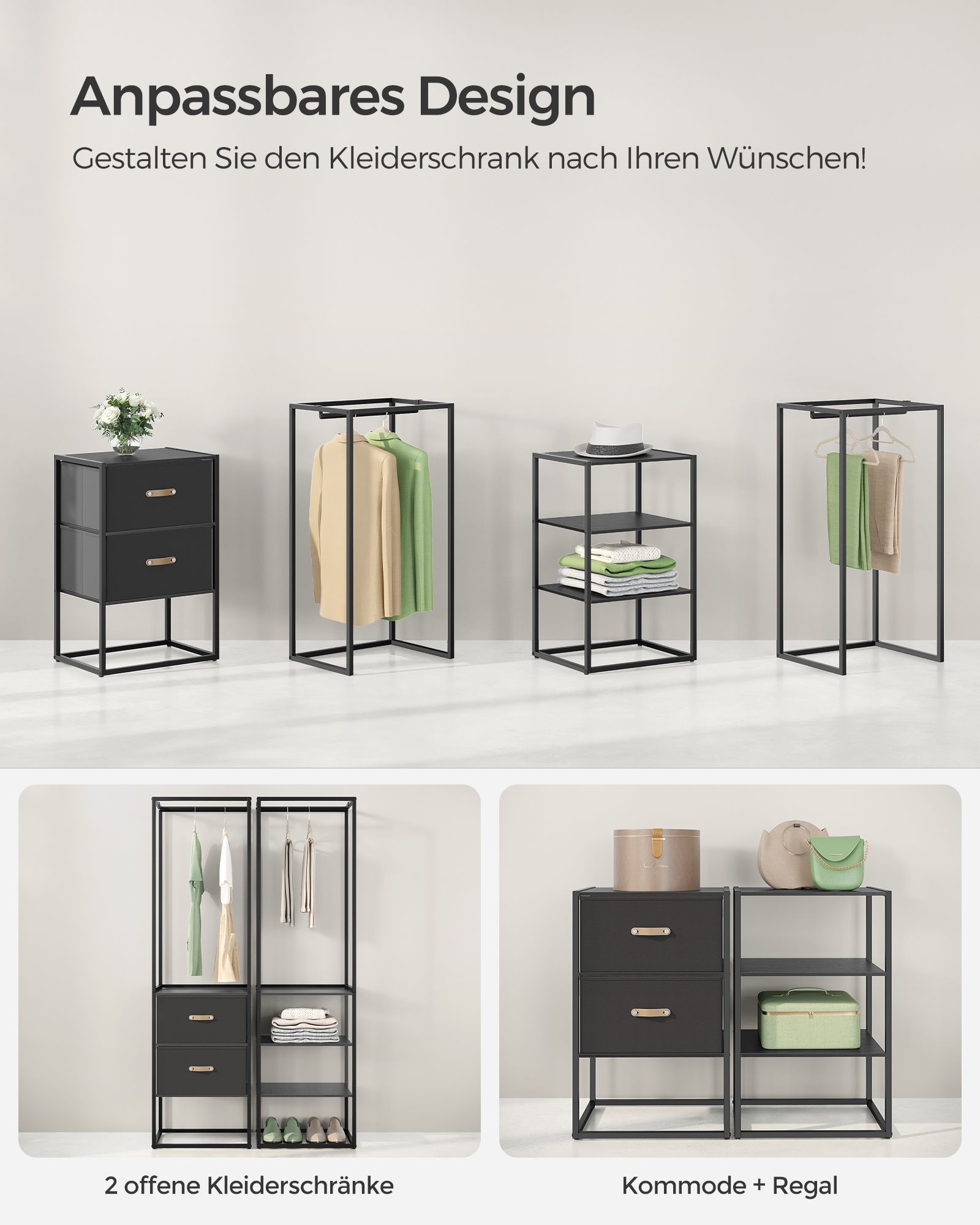Coat rack with 2 drawers ebony black - Image 6
