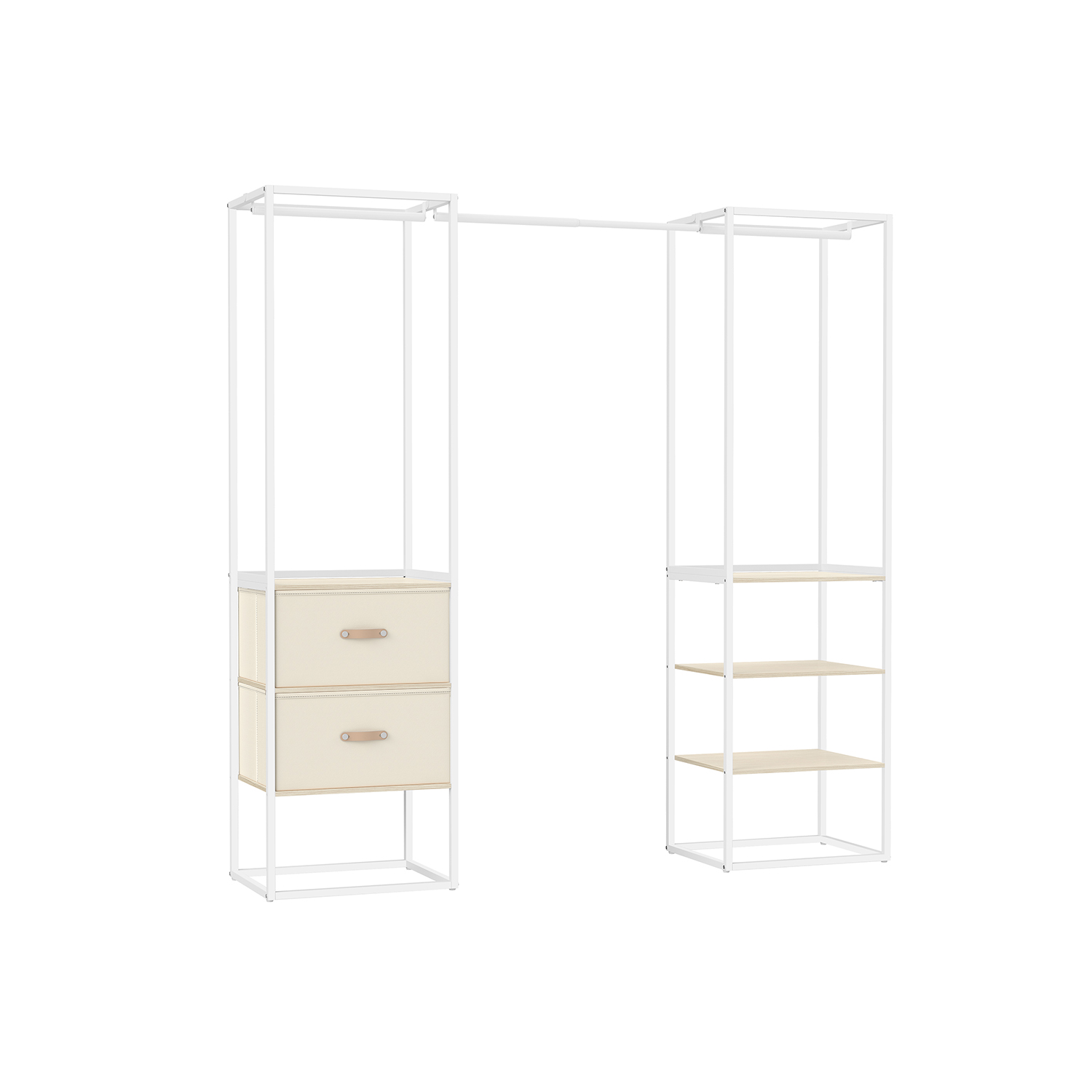 Coat rack with 2 drawers natural beige