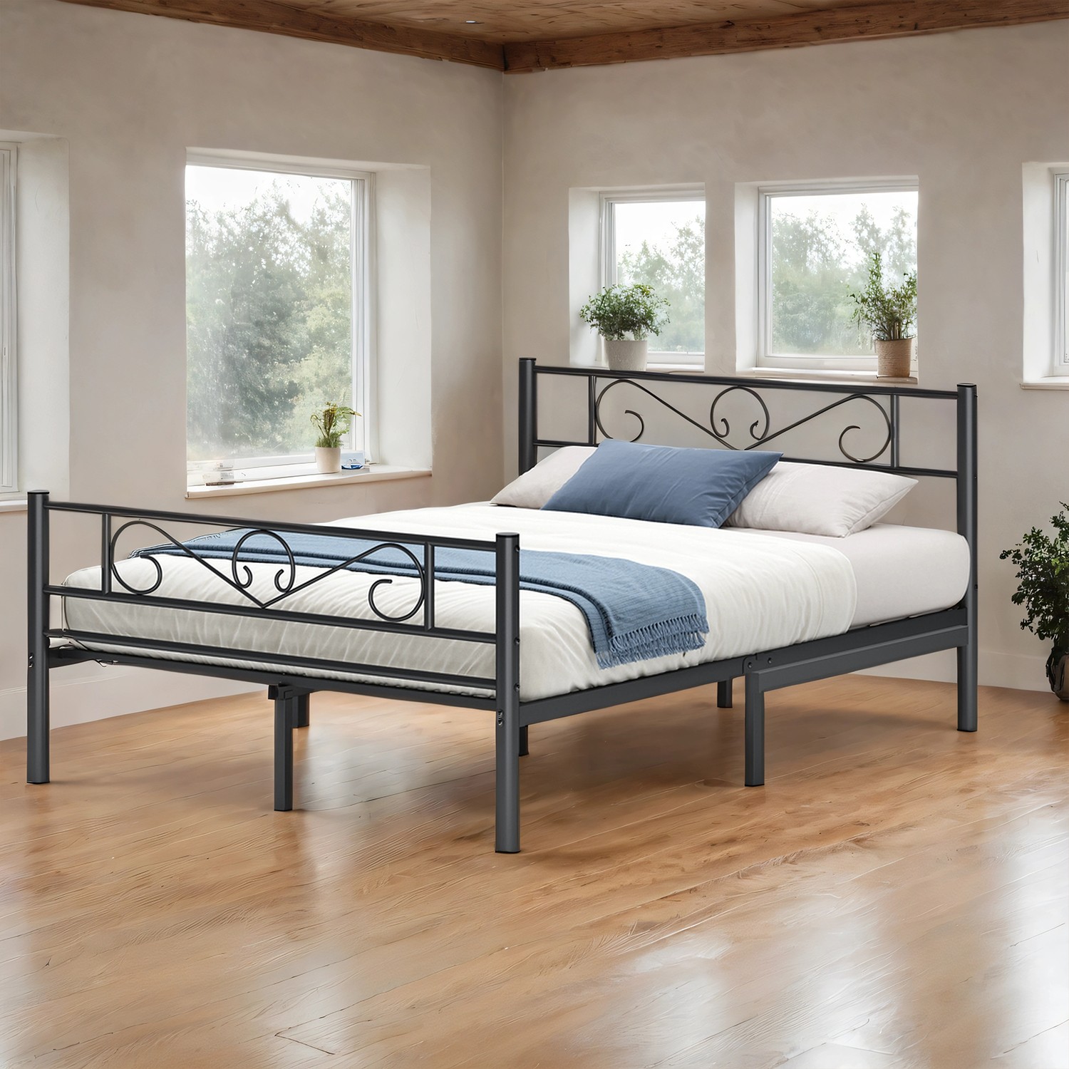 Seng 140 x 190 cm, gæsteseng, dobbeltseng af metal - Billede 2