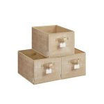 Förvaringslåda set om 3 40 x 30 x 24 cm sandbeige