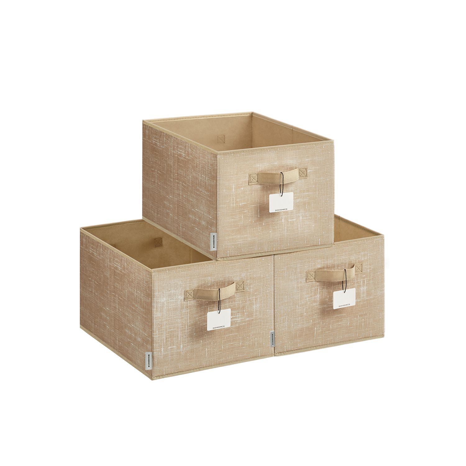 Förvaringslåda set om 3 40 x 30 x 24 cm sandbeige