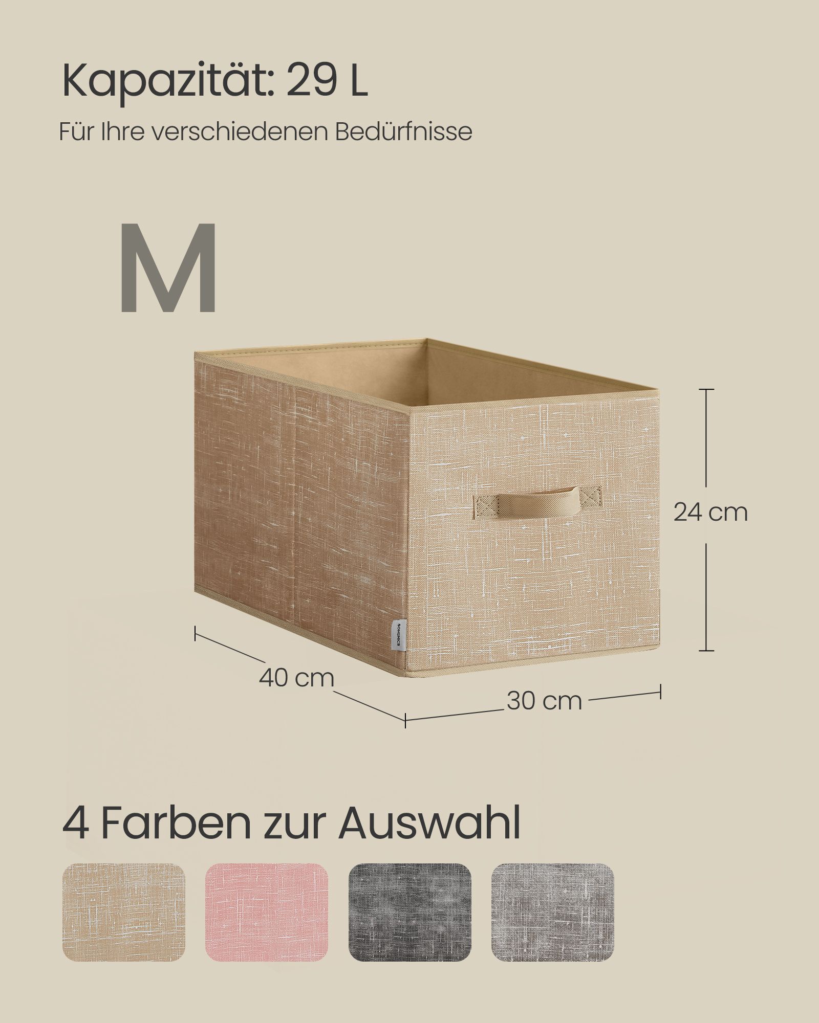 Förvaringslåda set om 3 40 x 30 x 24 cm sandbeige - Bild 5