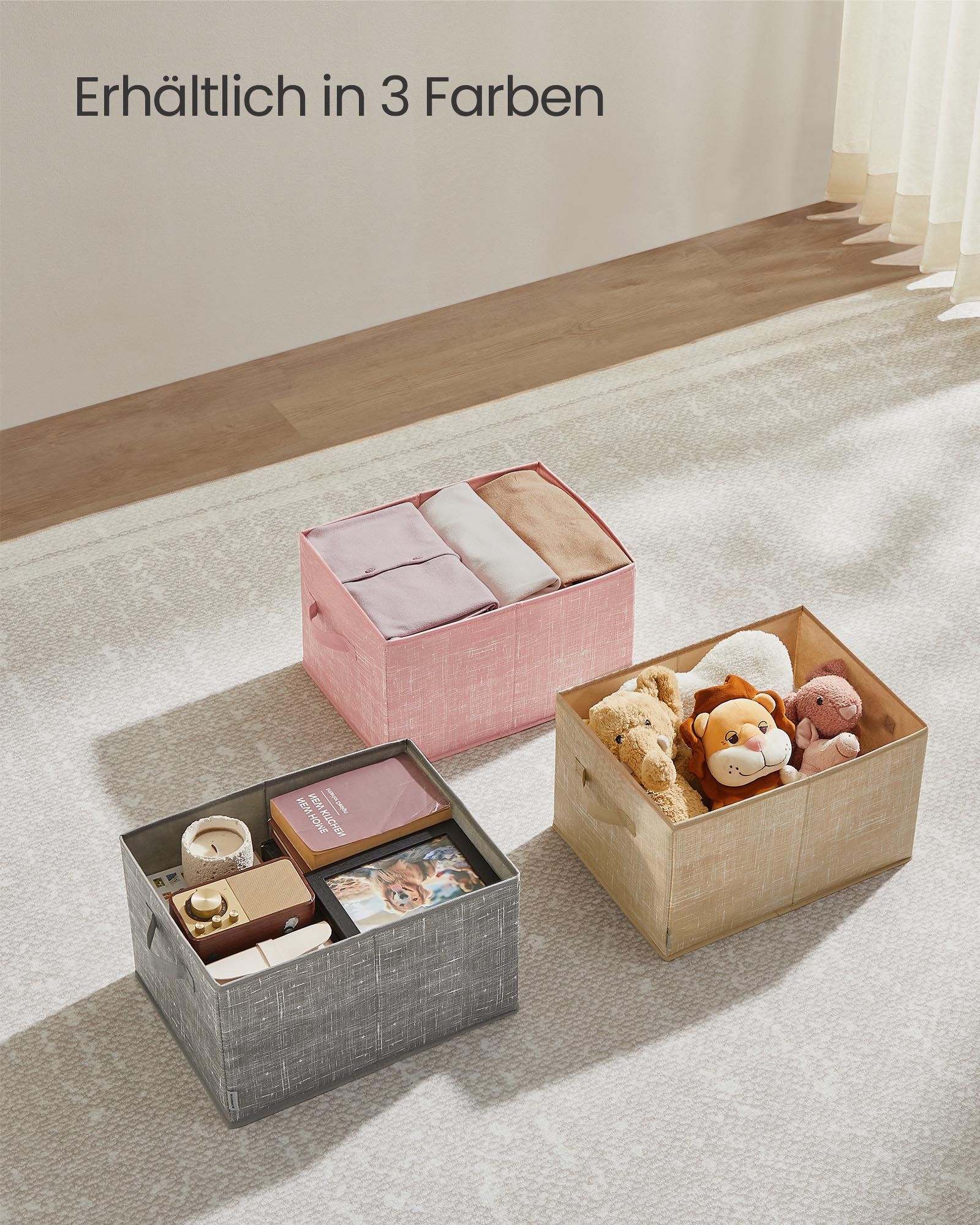 Förvaringslåda set om 3 40 x 30 x 24 cm sandbeige - Bild 6