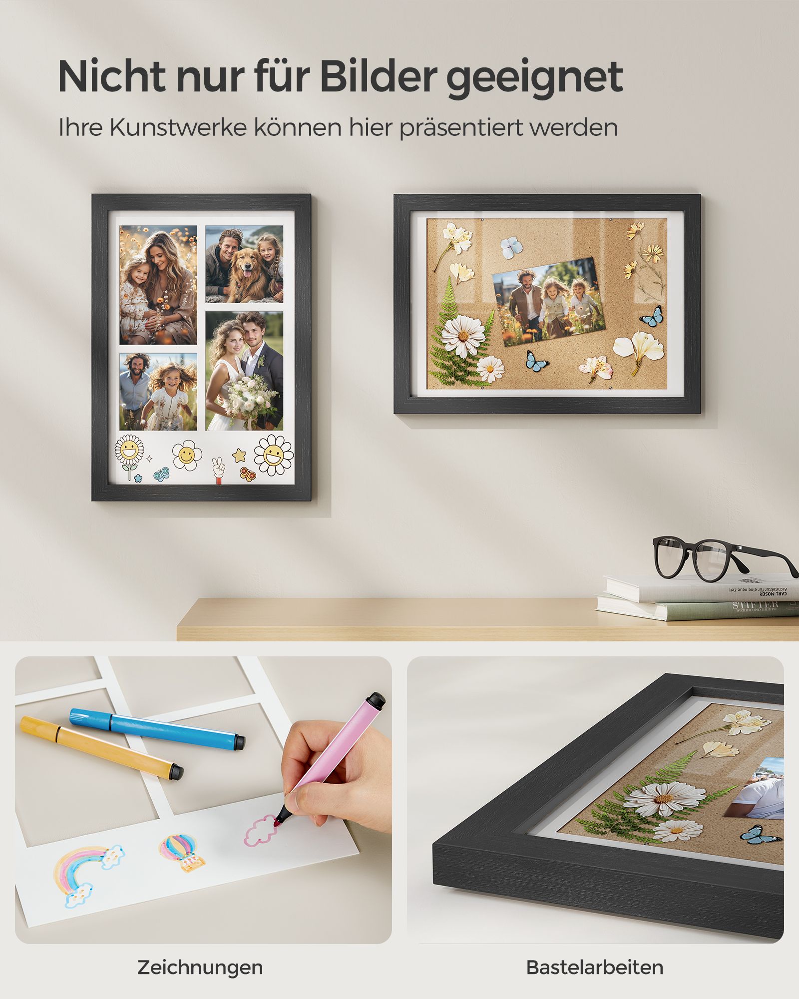 Billedramme A4 til flere billeder ask sort - Billede 4