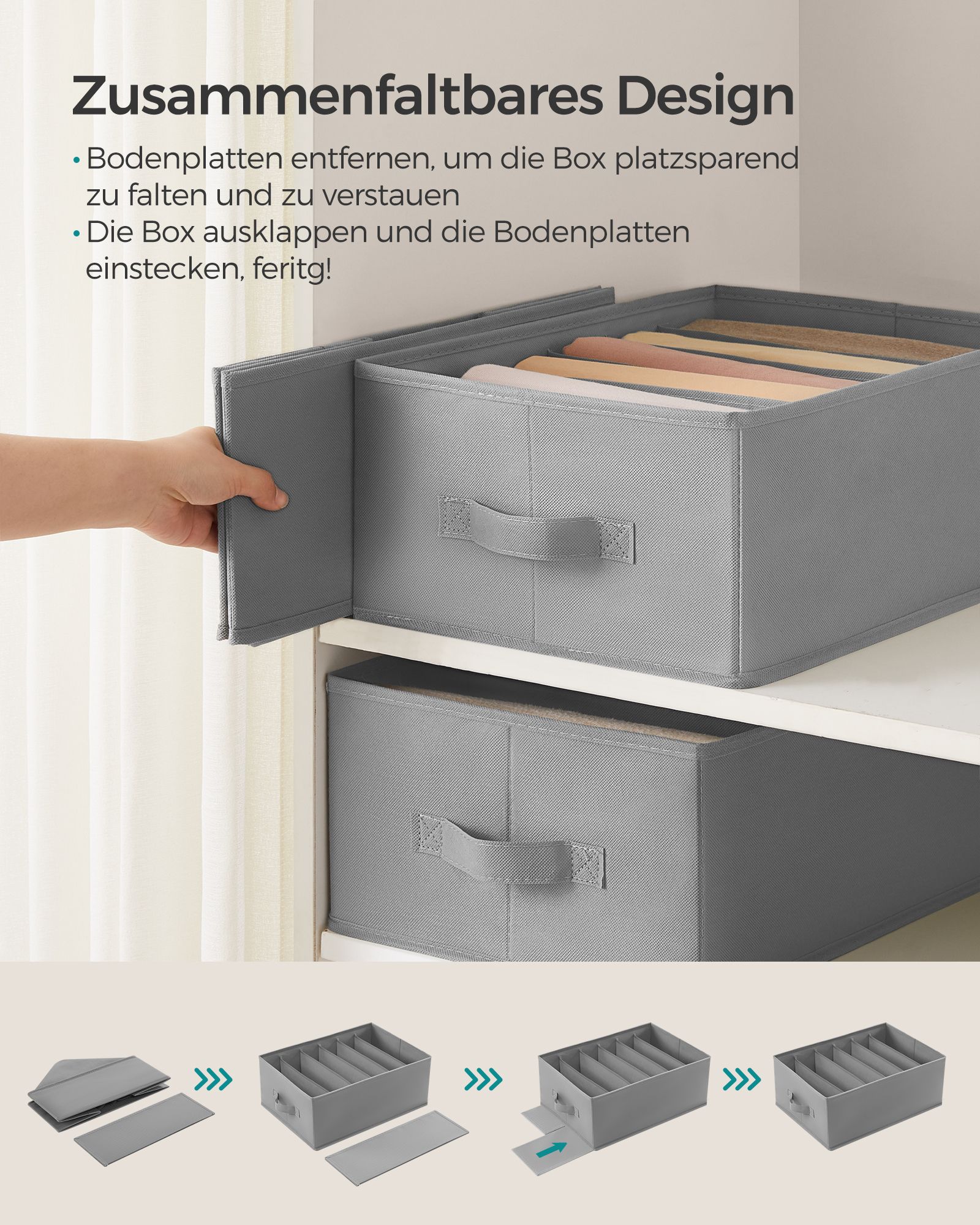 Wardrobe organiser set of 6 42 x 30 x 17 cm dove grey - Image 6