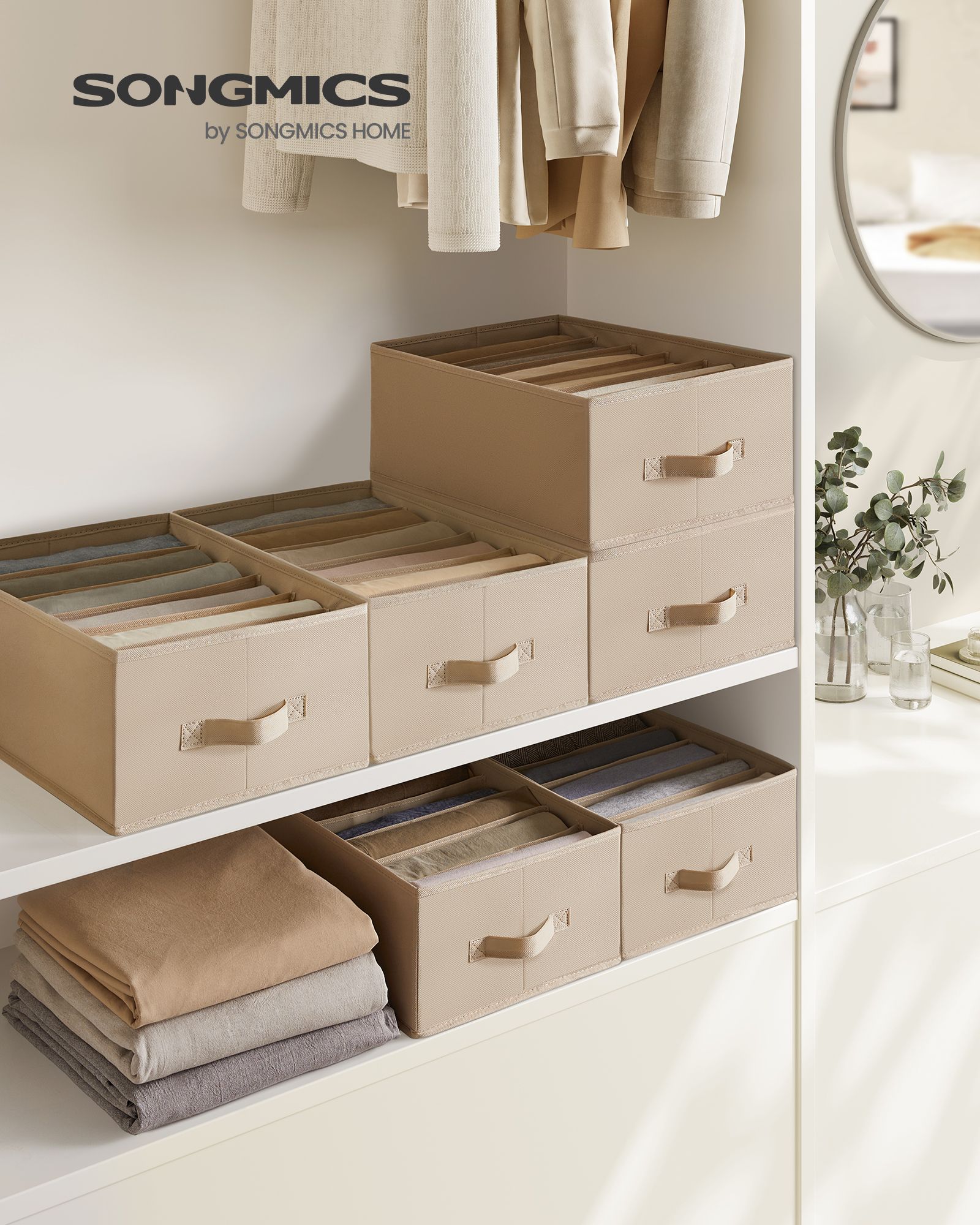Garderobeholder sæt med 4 stk. 42 x 30 x 17 cm sandbeige - Billede 2