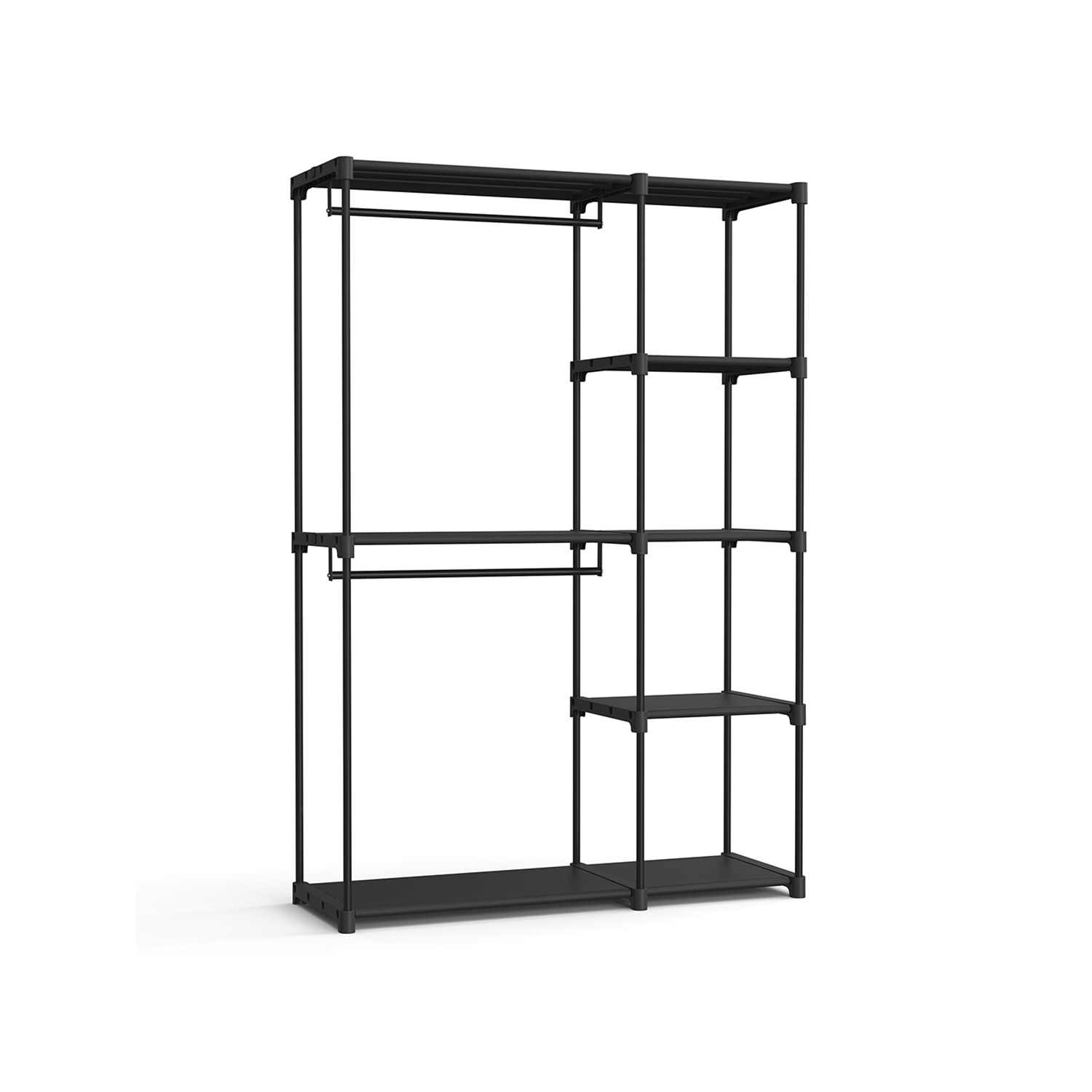 Garderobeskab åbent med bøjlestænger 43 x 124 x 182 cm sort