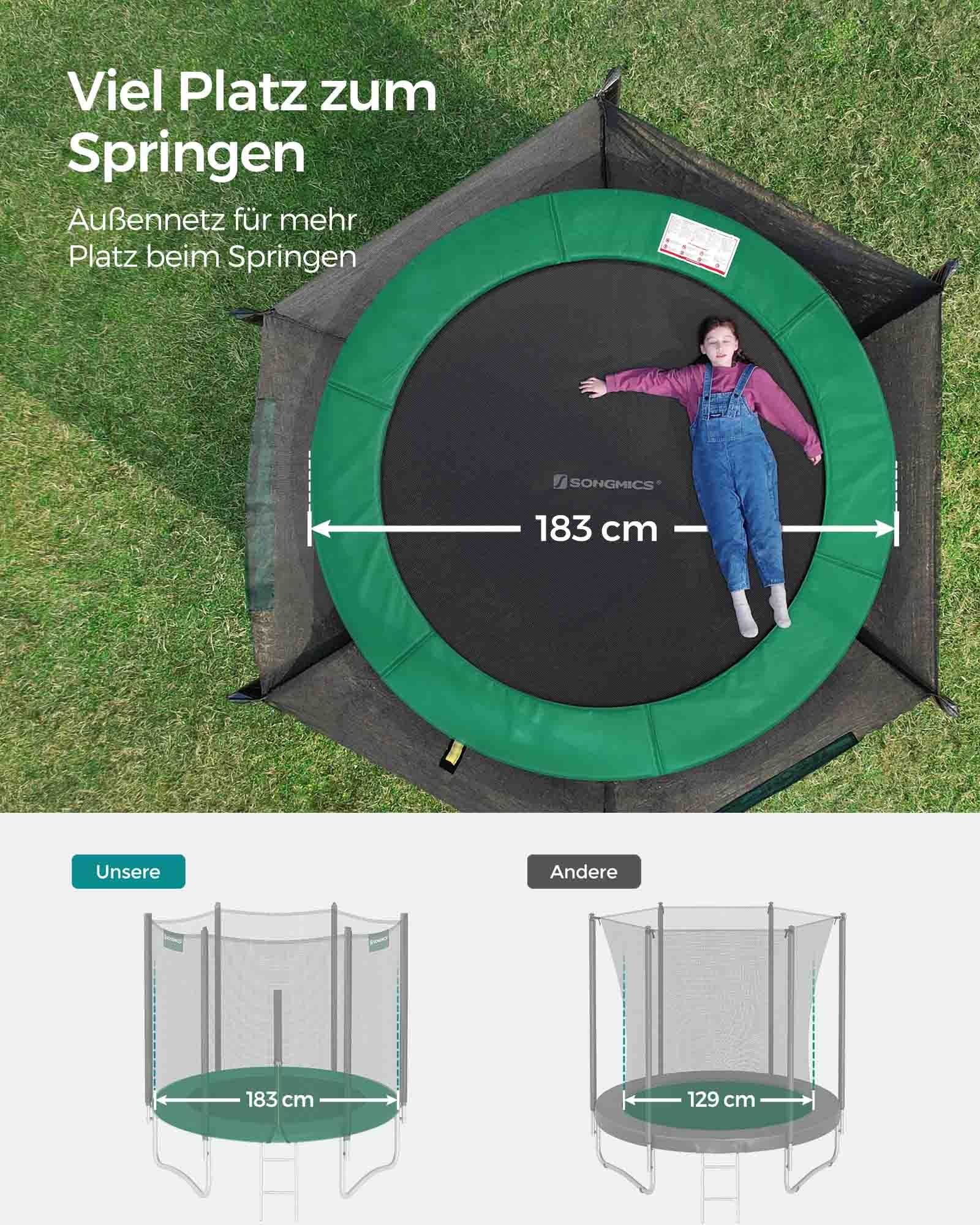 Trampolin Ø 183 cm med net til haven mørkegrøn - Billede 3