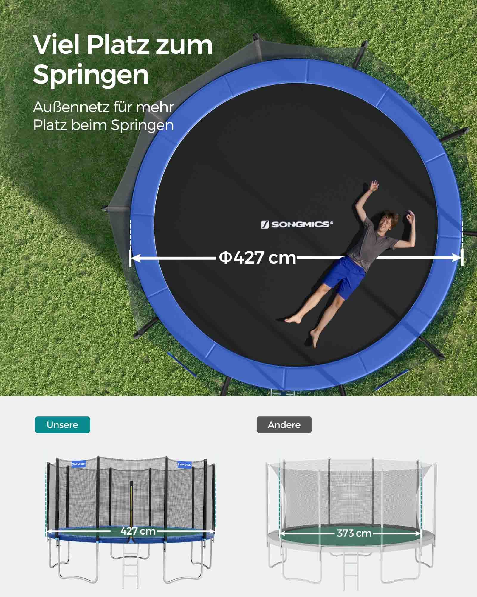 Trampolin med nät Ø 427 cm - Billede 3