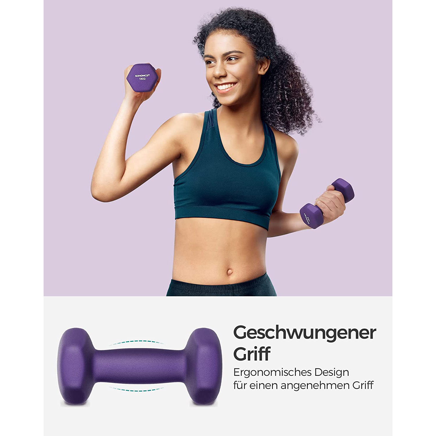 Dumbbell set of 2 purple - Image 3