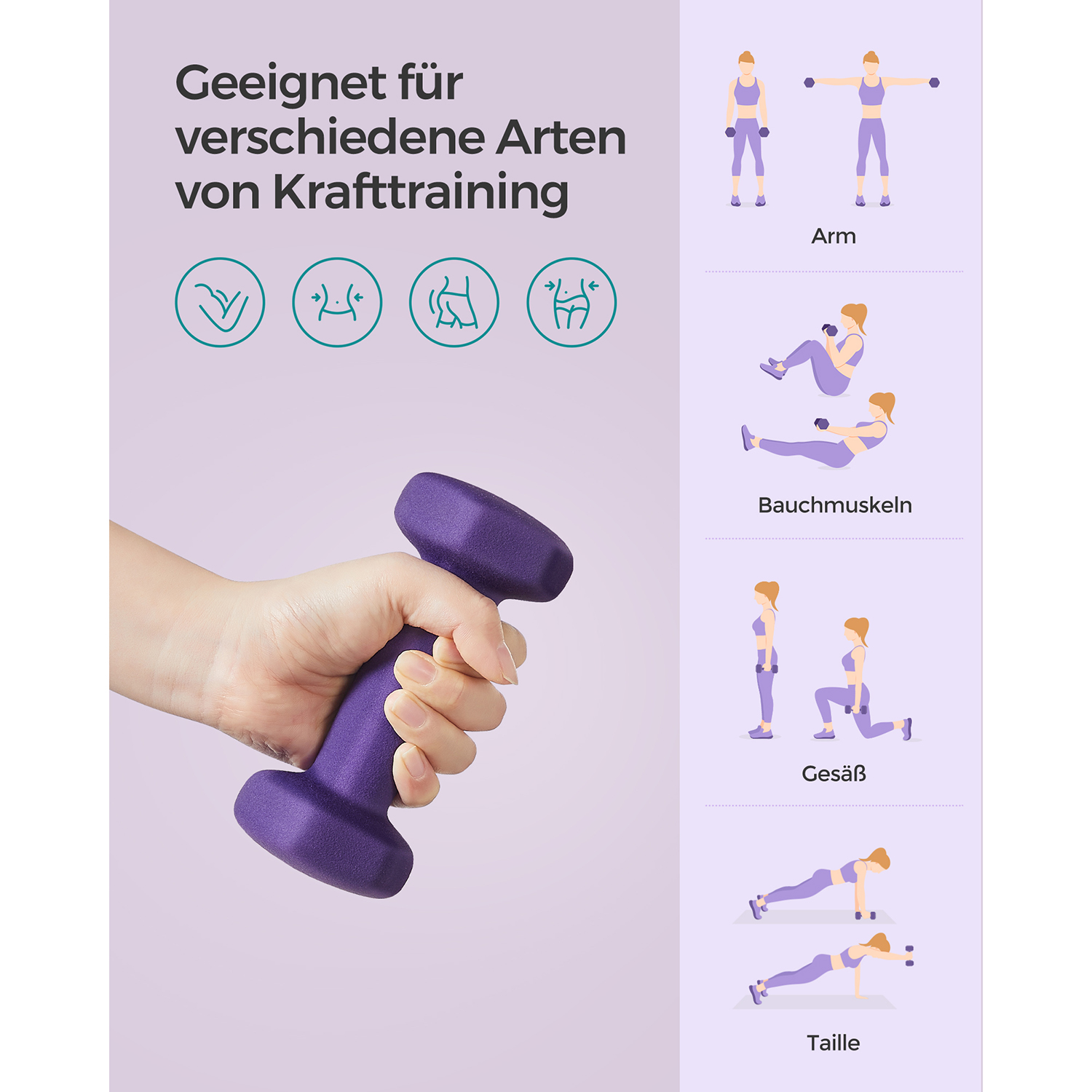 Dumbbell set of 2 purple - Image 6