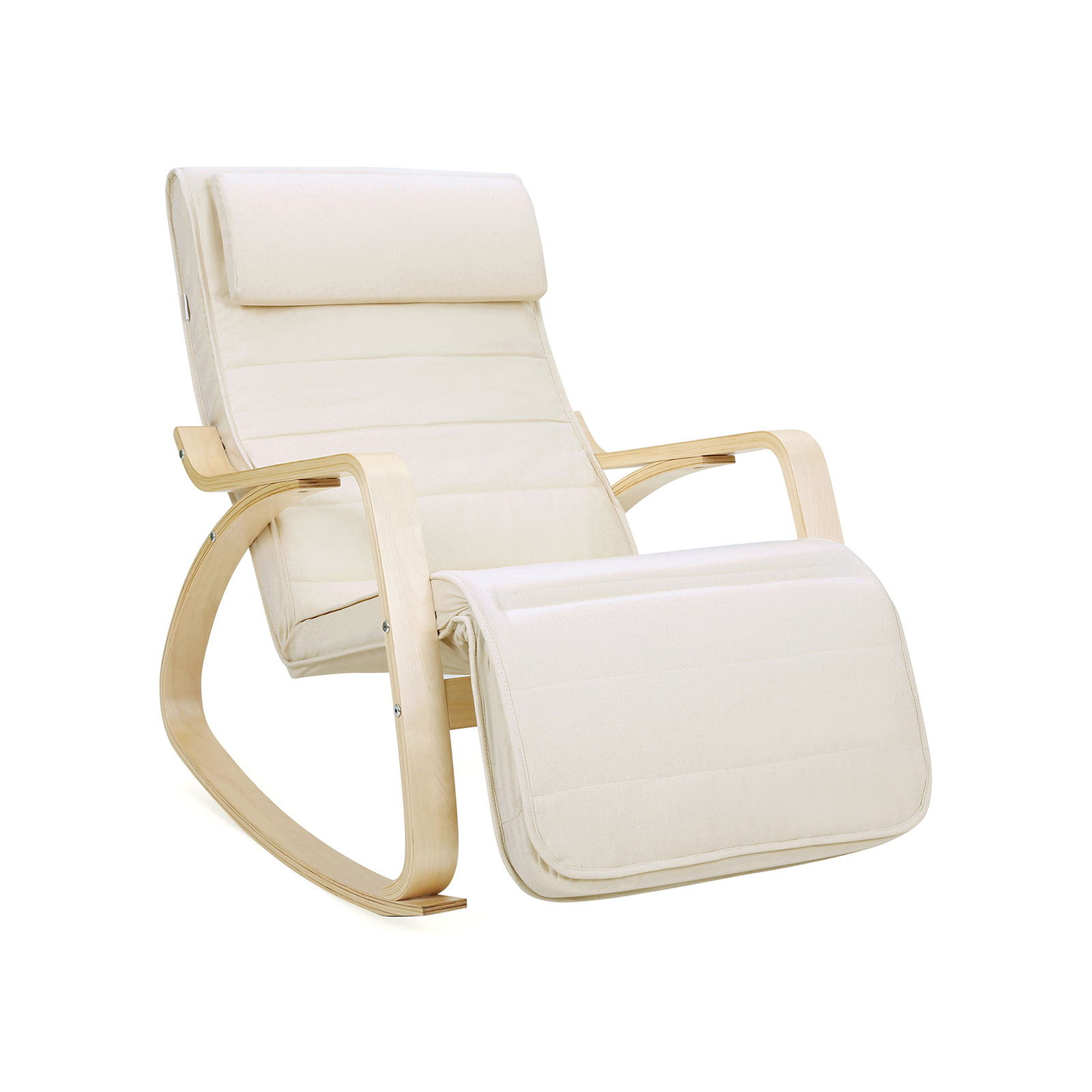Sunlounger Relaxing Rocking Chair with Adjustable Footrest Max Load: 150 kg Beige LYY10M