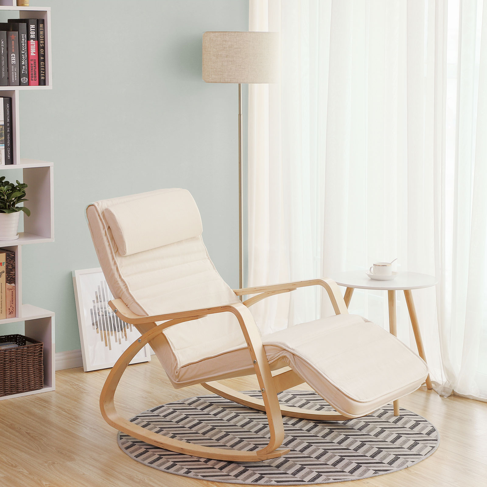 Sunlounger Relaxing Rocking Chair with Adjustable Footrest Max Load: 150 kg Beige LYY10M - Billede 3