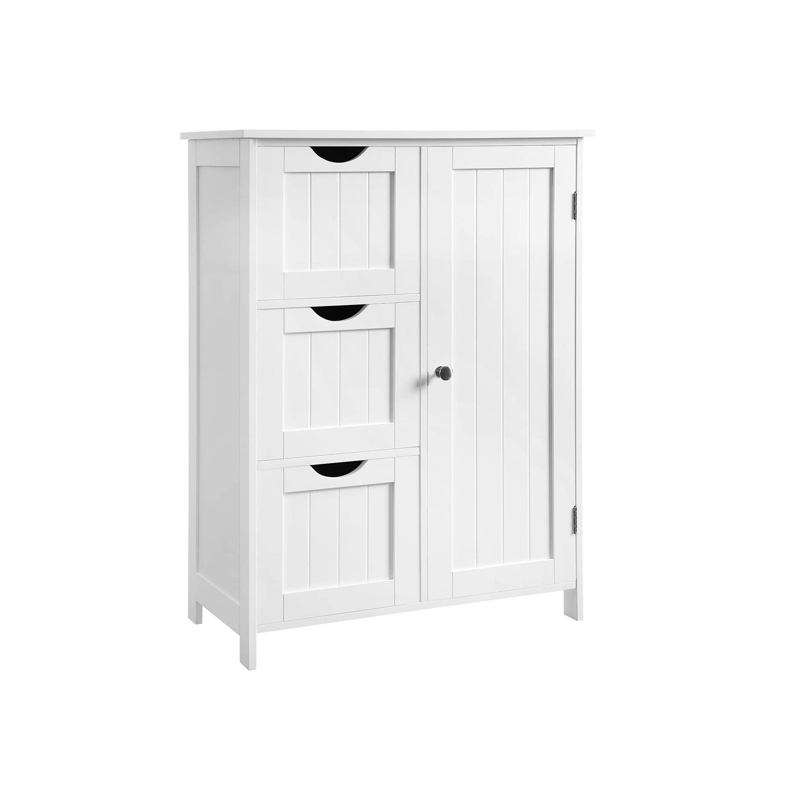 Oppbevaringsskap for baderom, gulvskap med 3 store skuffer og 1 justerbar hylle, 60 x 30 x 81 cm, hvit BBC49WT