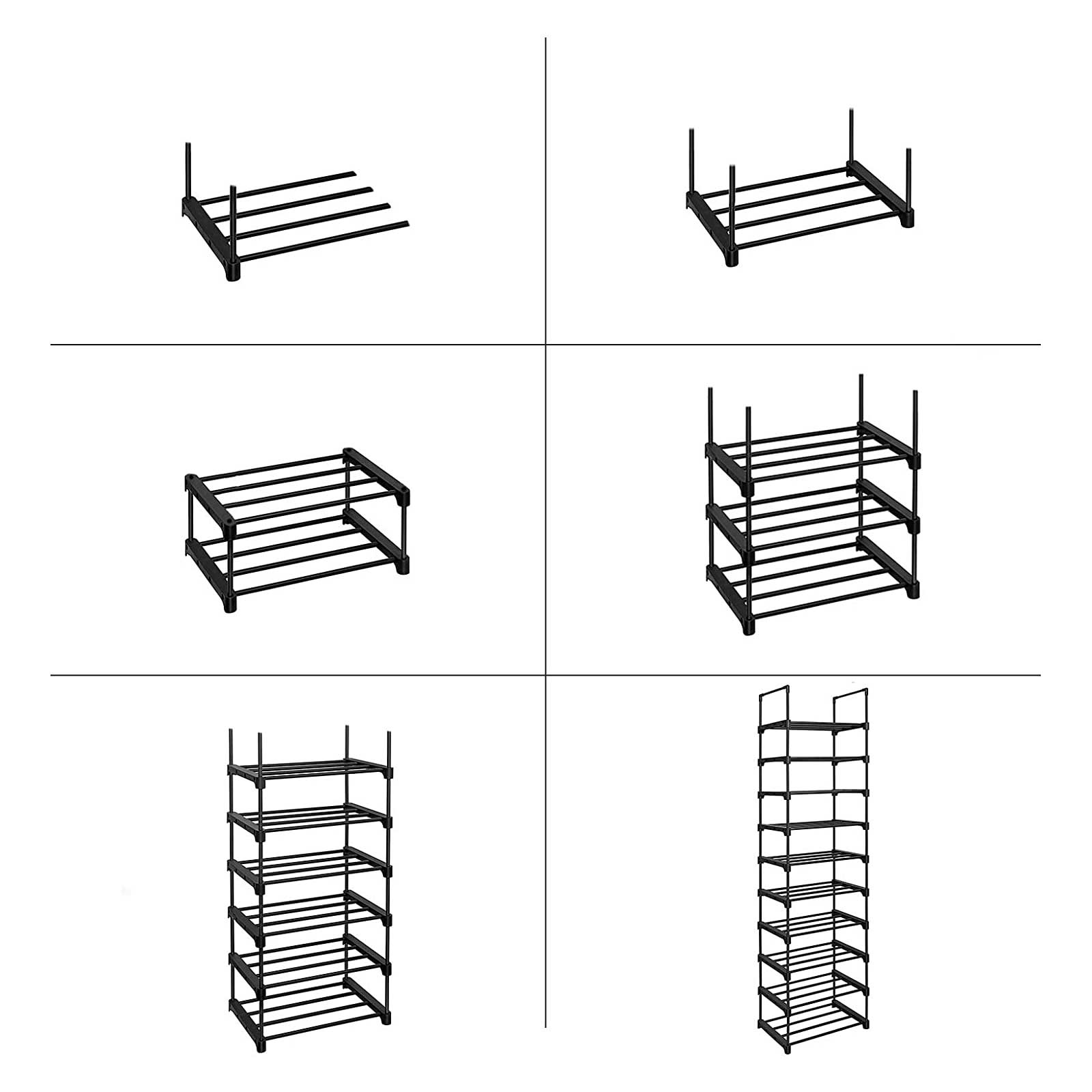Shoe Rack, 10-Tier Metal Shoe Storage Organiser, Customisable Design, Metal Frame, Space-Saving Rack, for Dressing Room, Hallway, 30 x 45 x 174 cm, Black LSA25BK - Image 5