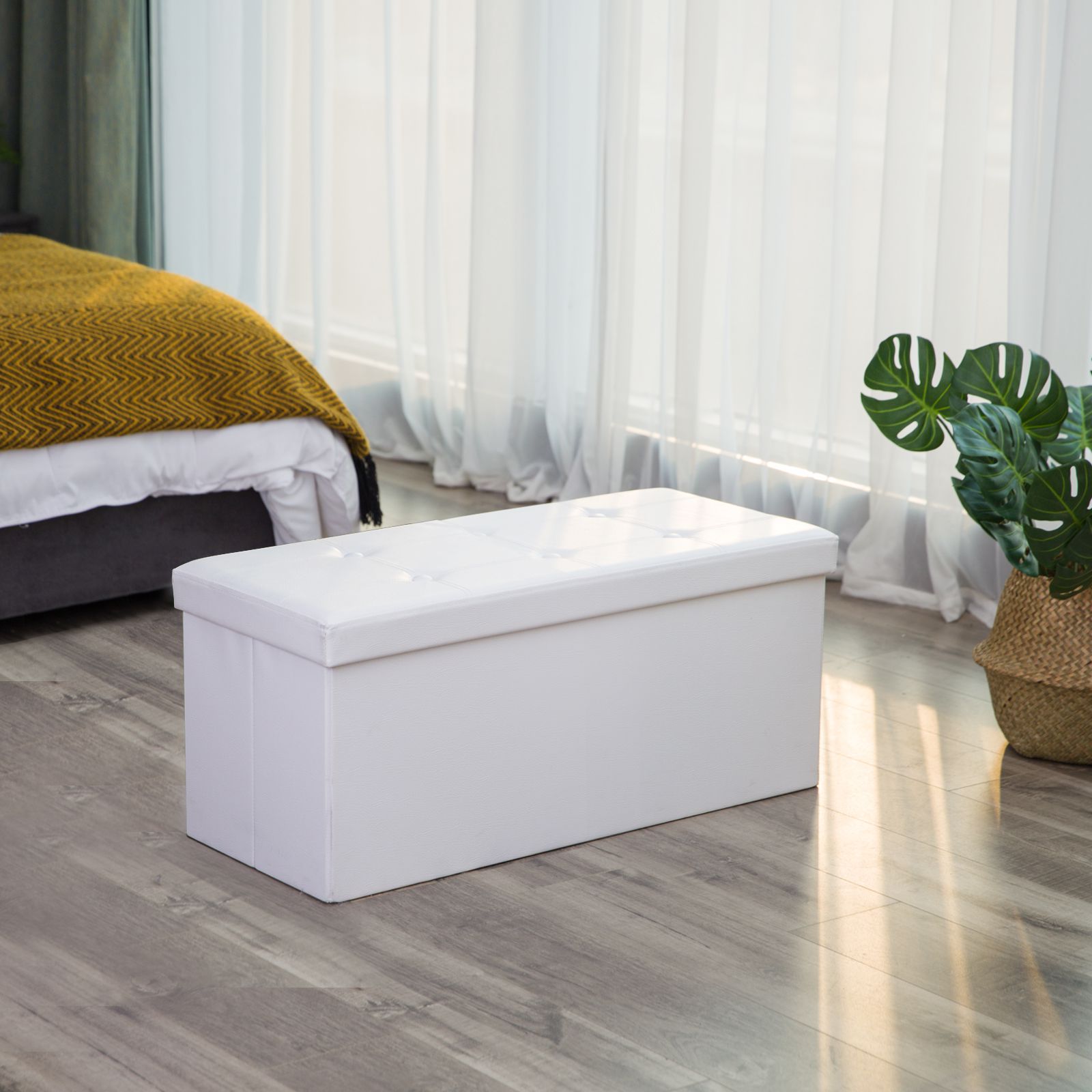 Chest 76 cm imitation leather white - Image 5