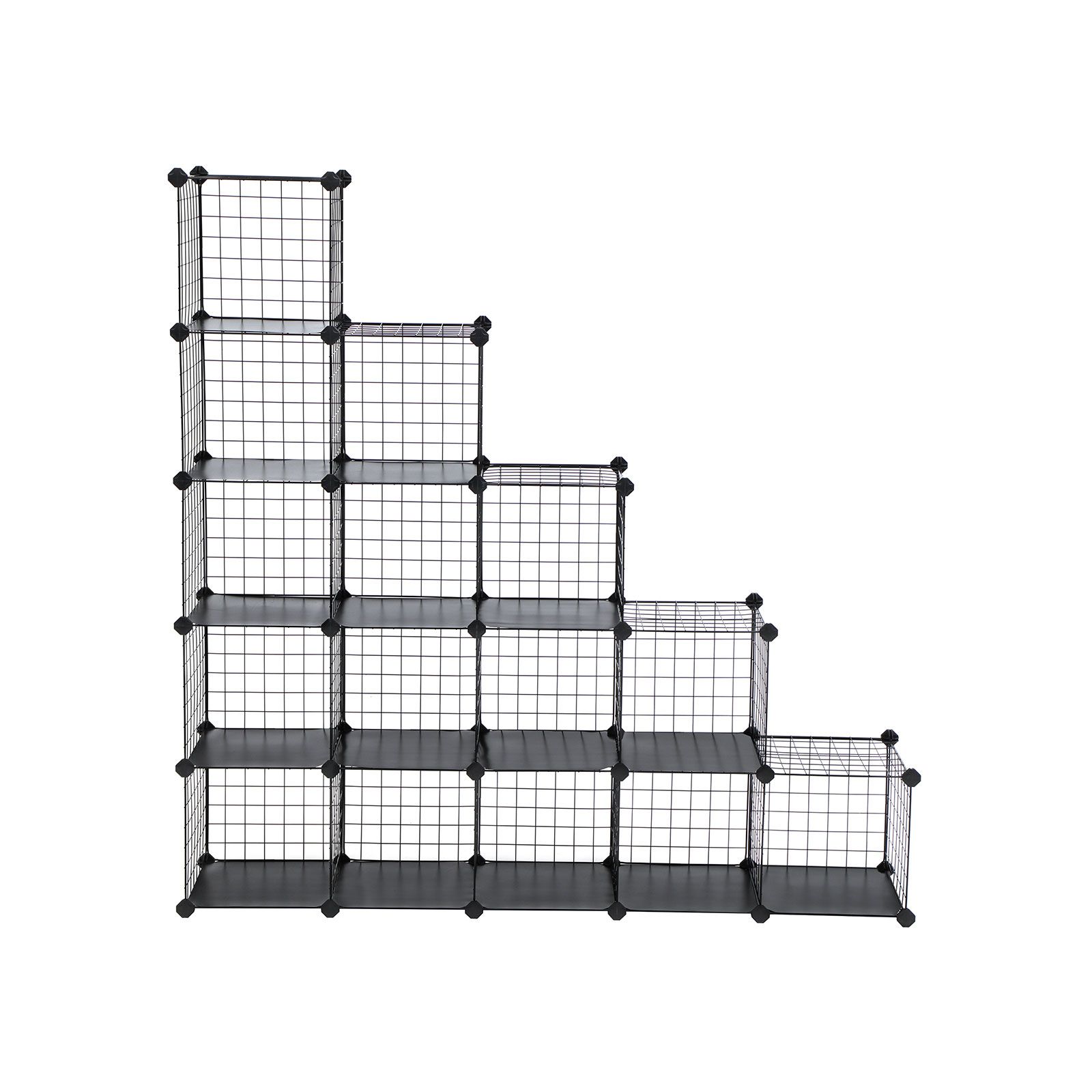 16 Cube Metal Wire Storage Organiser, DIY Closet Cabinet and Modular Shelving Grids, Wire Mesh Shelves and Rack, Black - Image 2