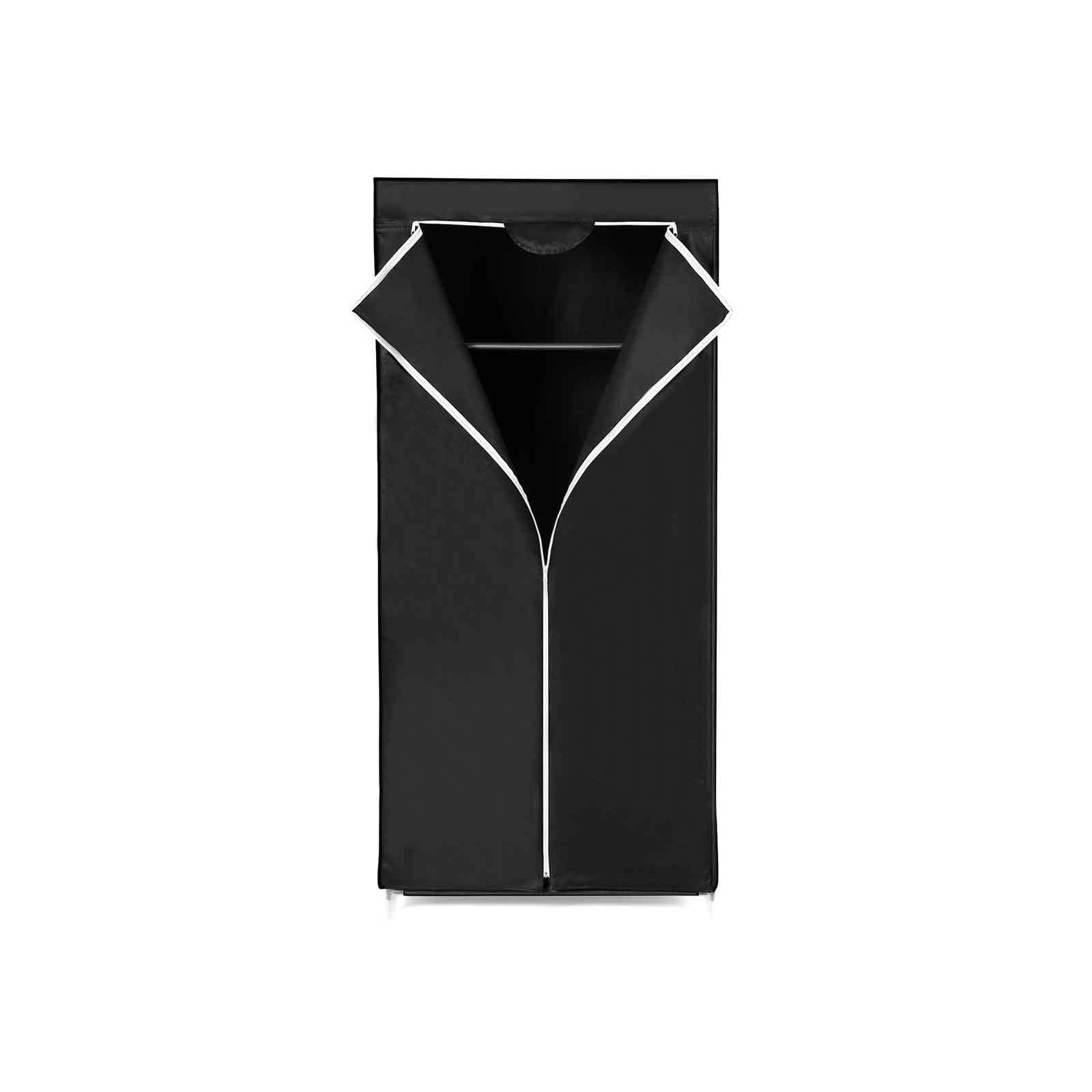Fabric Wardrobe, Foldable Closet with Hanging Rail, Single Clothes Rack, Storage Organiser for Bags, Toys, Shoes, Living Room, Bedroom, Cloakroom, 75 x 45 x 160 cm, Black