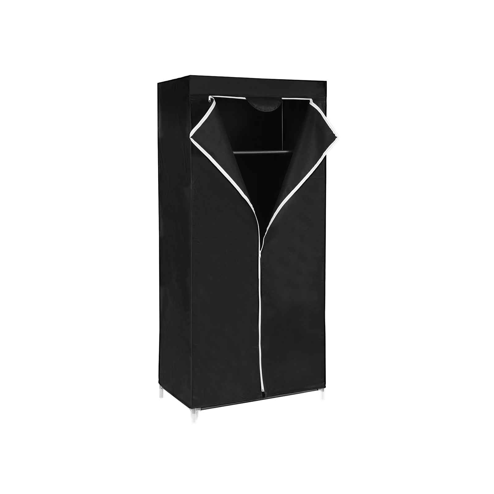 Fabric Wardrobe, Foldable Closet with Hanging Rail, Single Clothes Rack, Storage Organiser for Bags, Toys, Shoes, Living Room, Bedroom, Cloakroom, 75 x 45 x 160 cm, Black - Image 2