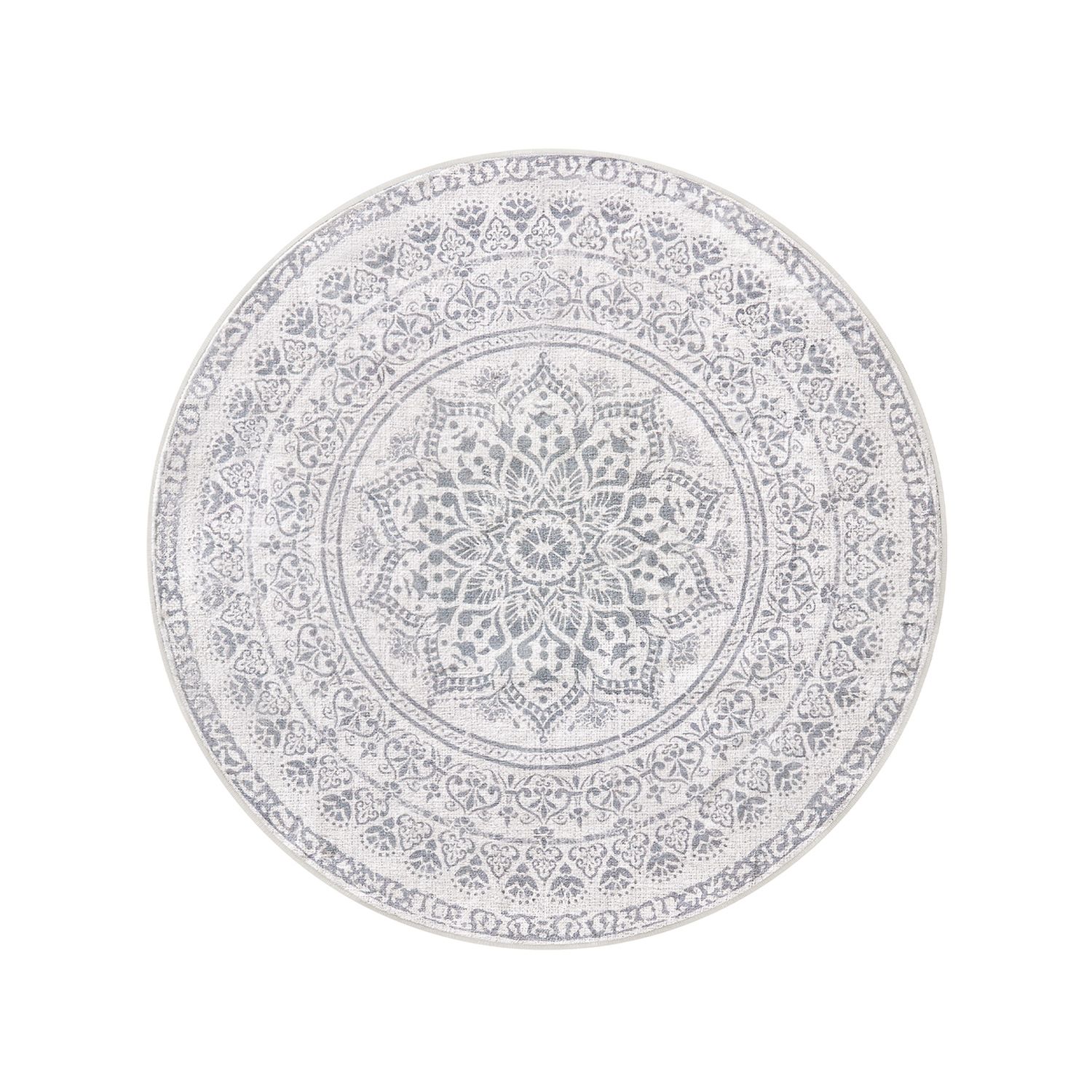 Stue teppe, diameter 120 cm, rundt teppe til stuen, sklisikkert, til soverom, enkeltsofa, maskinvaskbart, boho-stil, Taupe Grey