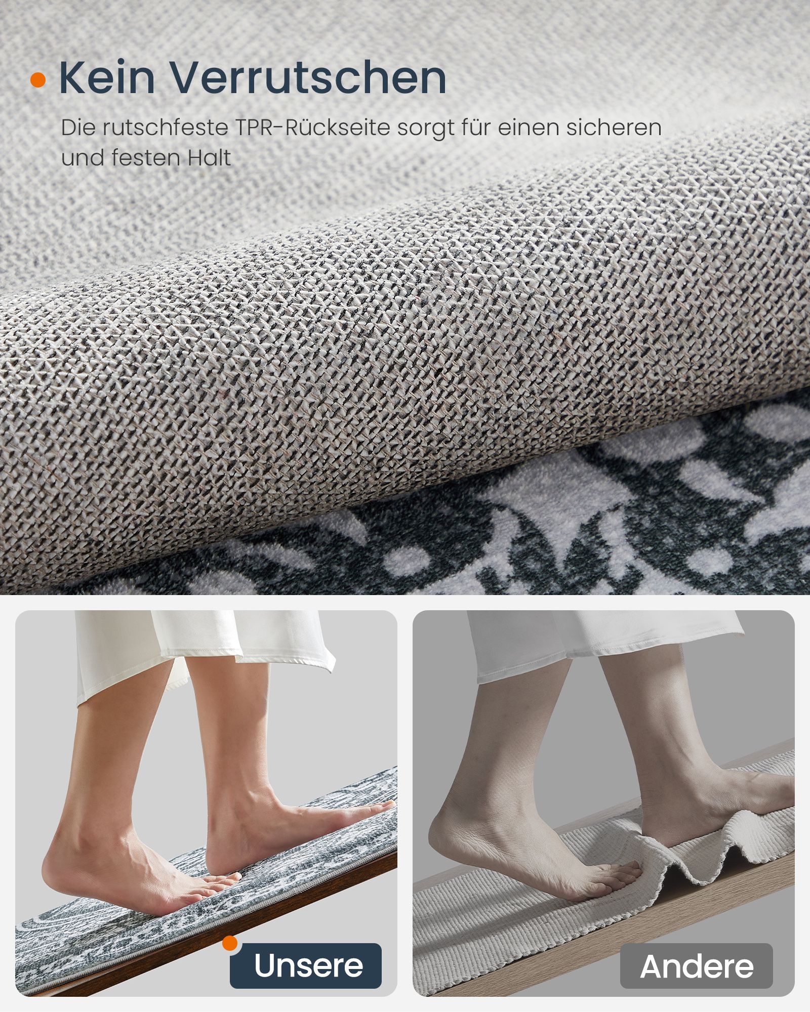 Rundt teppe, 160 cm, stue teppe, sklisikkert teppe, fluffy dekorasjon, til stue, soverom, maskinvaskbar, boho-stil, antrasittgrå - Bilde 4