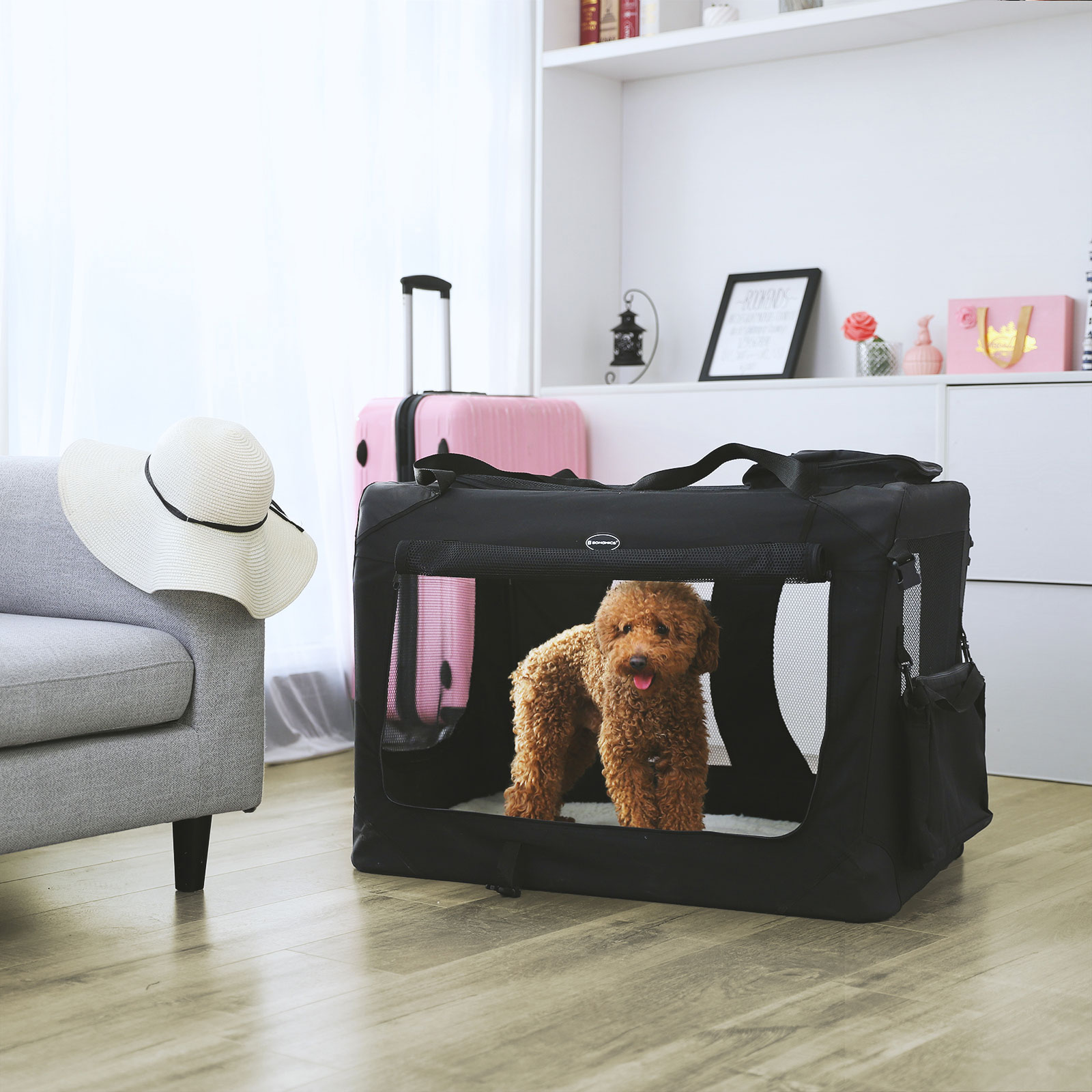 B00TI0V2XC Dog Box for Car, Dog Transport Box, Foldable Cat Box, Oxford Fabric, XXL, 91 x 63 x 63 cm, Black , 4700 g - Image 4