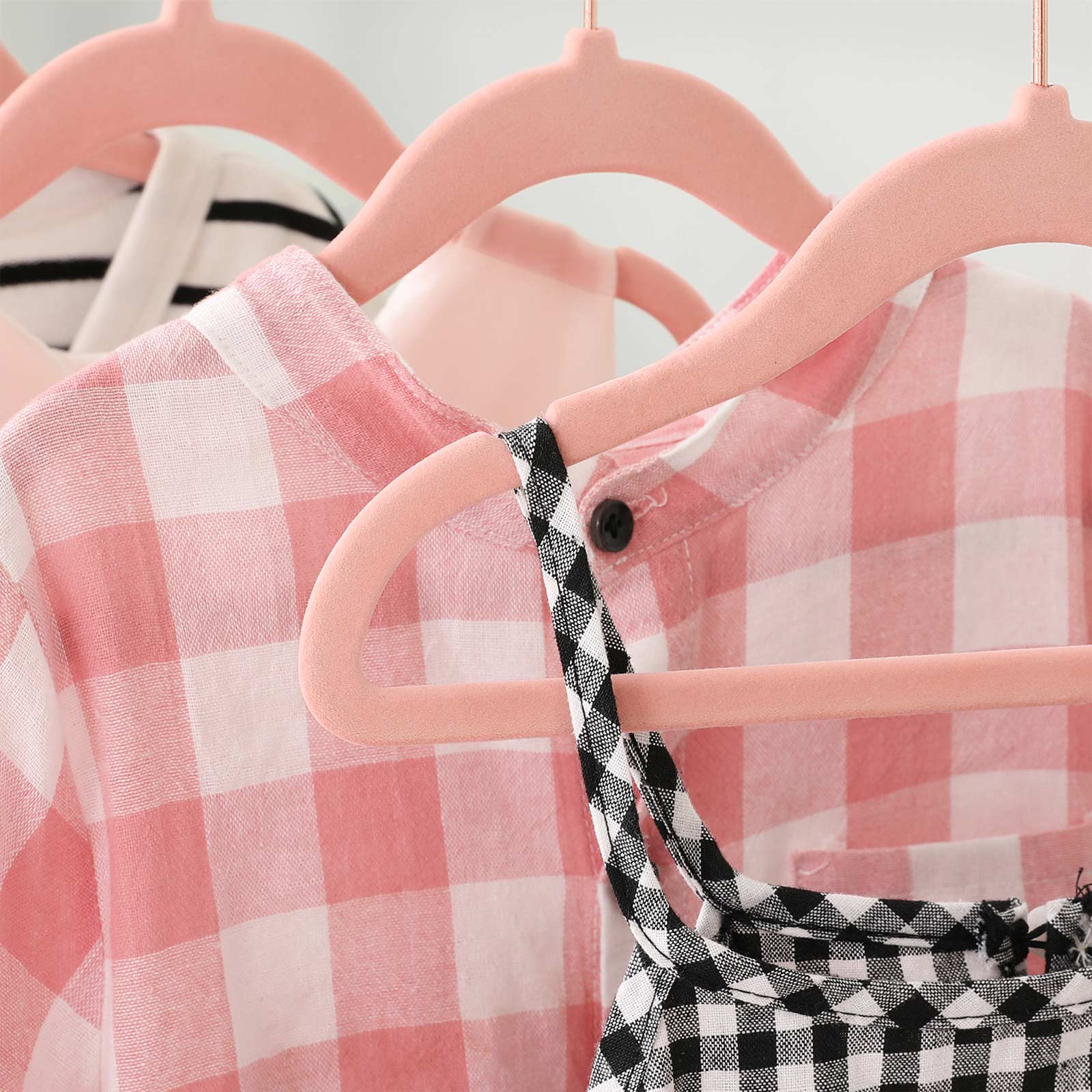Baby Hangers, Pack of 50 kid's Velvet Hangers with Rose Gold Hooks, Non-Slip Children's Hangers for Clothes in Closet, Baby or Children's Coats, Light Pink CRF027P01 - Image 5