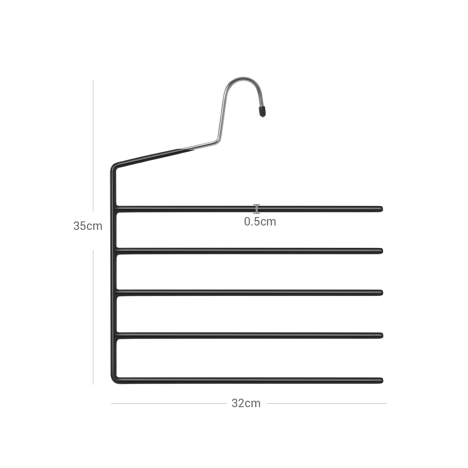 Trousers Hangers, 5-Bar Clothes Hangers, Set of 4, Space-Saving, Open-Ended, Non-Slip Trousers Organisers for Jeans Towels Scarves, Black - Image 6