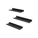 Metal Wall Shelves, Set of 3 Floating Shelves, Industrial Style, for Decorations, Photo Frames, Knickknacks, 6 Screws Included for Mounting, Multiple Layouts, Black