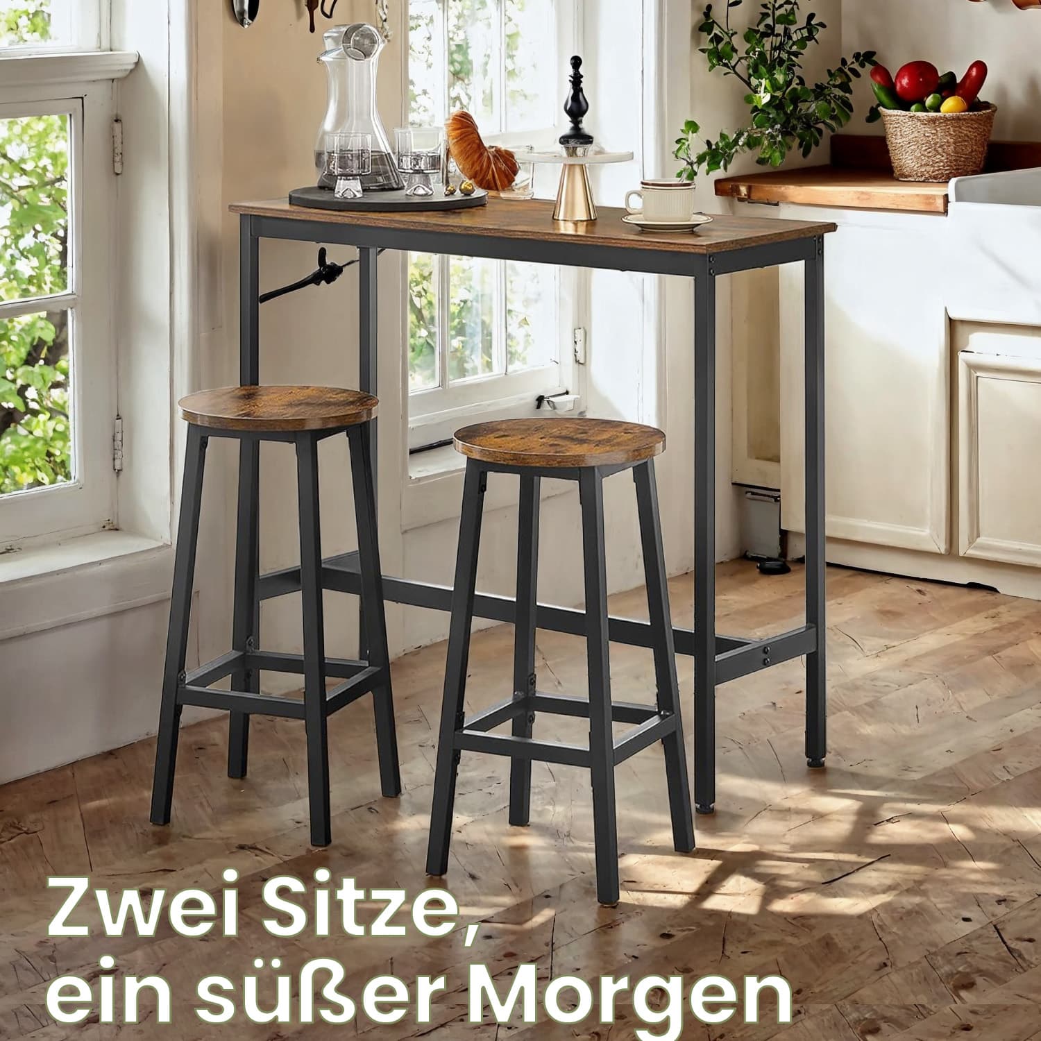 VASAGLE bar table with 2 bar stools, bar table with bar chairs, bar table and bar stool set