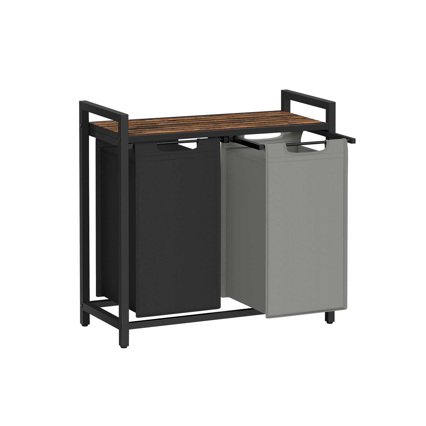 VASAGLE vasketøjskurv 2 x 46 liter med hylde 73 x 33 x 72 cm