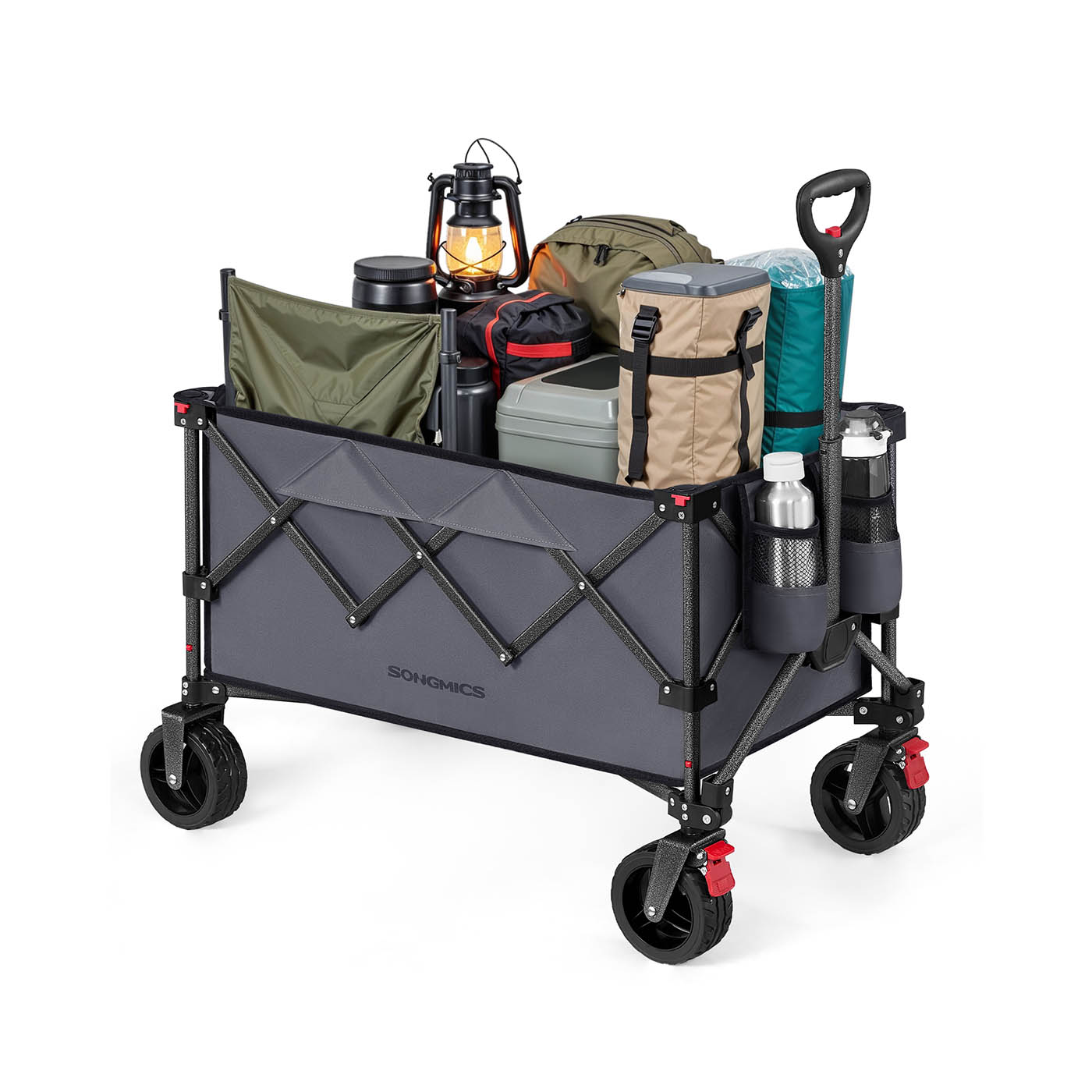 SONGMICS Foldable hand truck with handle and 4 removable casters, slate gray