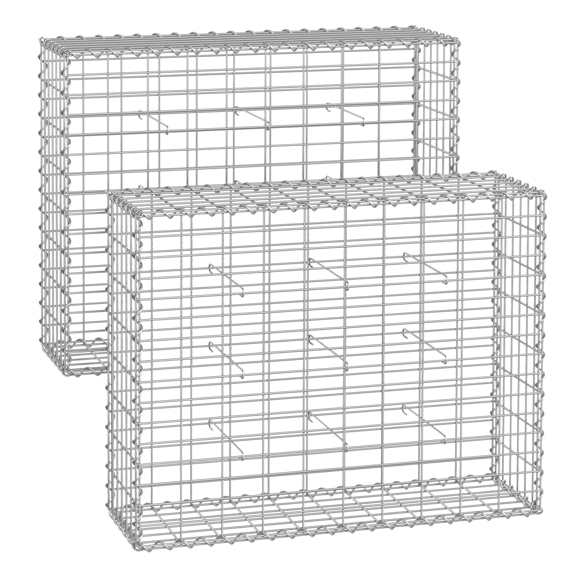 SONGMICS Gabion baskets 100 x 80 x 30 cm, set of 2, silver
