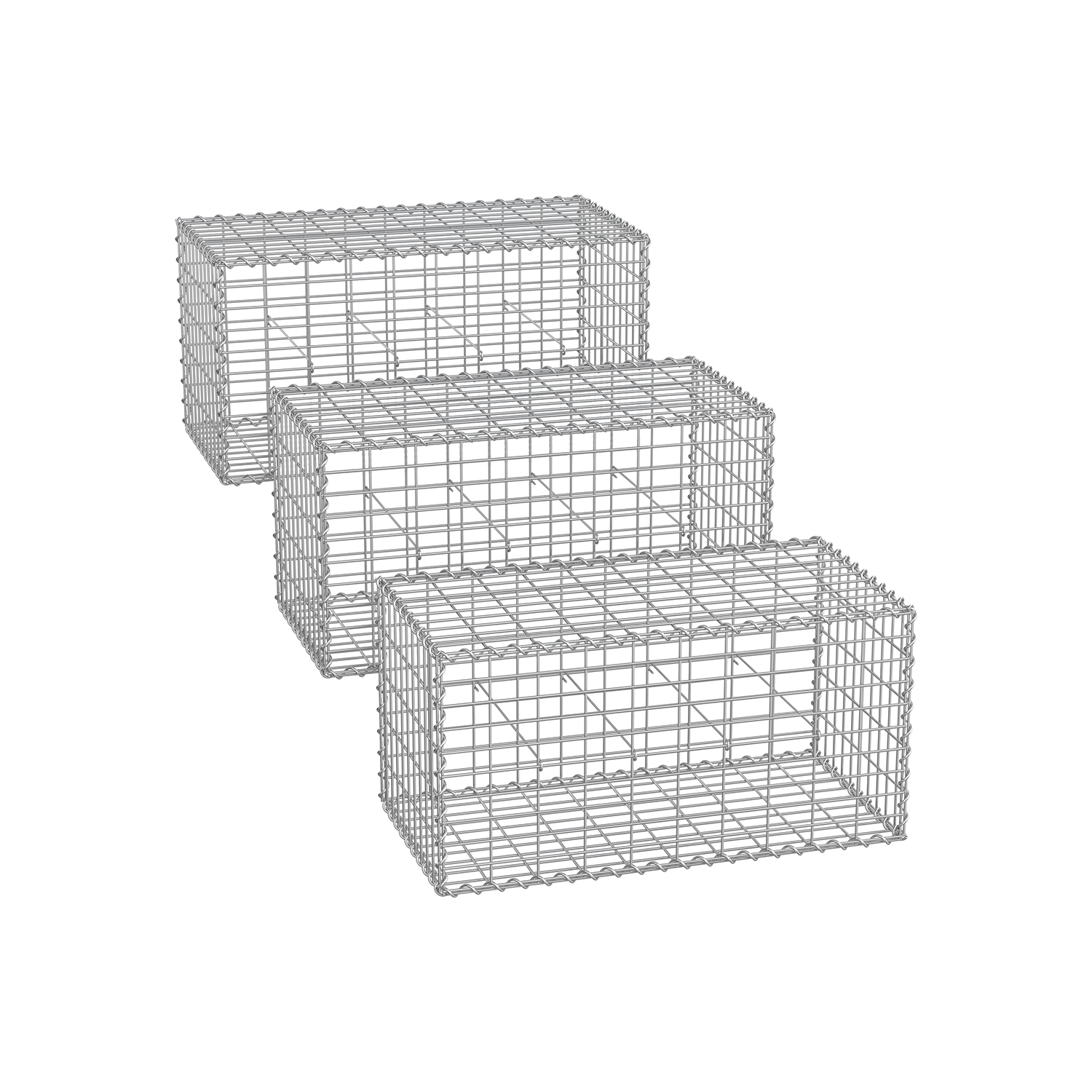 SONGMICS wire basket with 5 x 10 cm mesh size, set of 3, silver