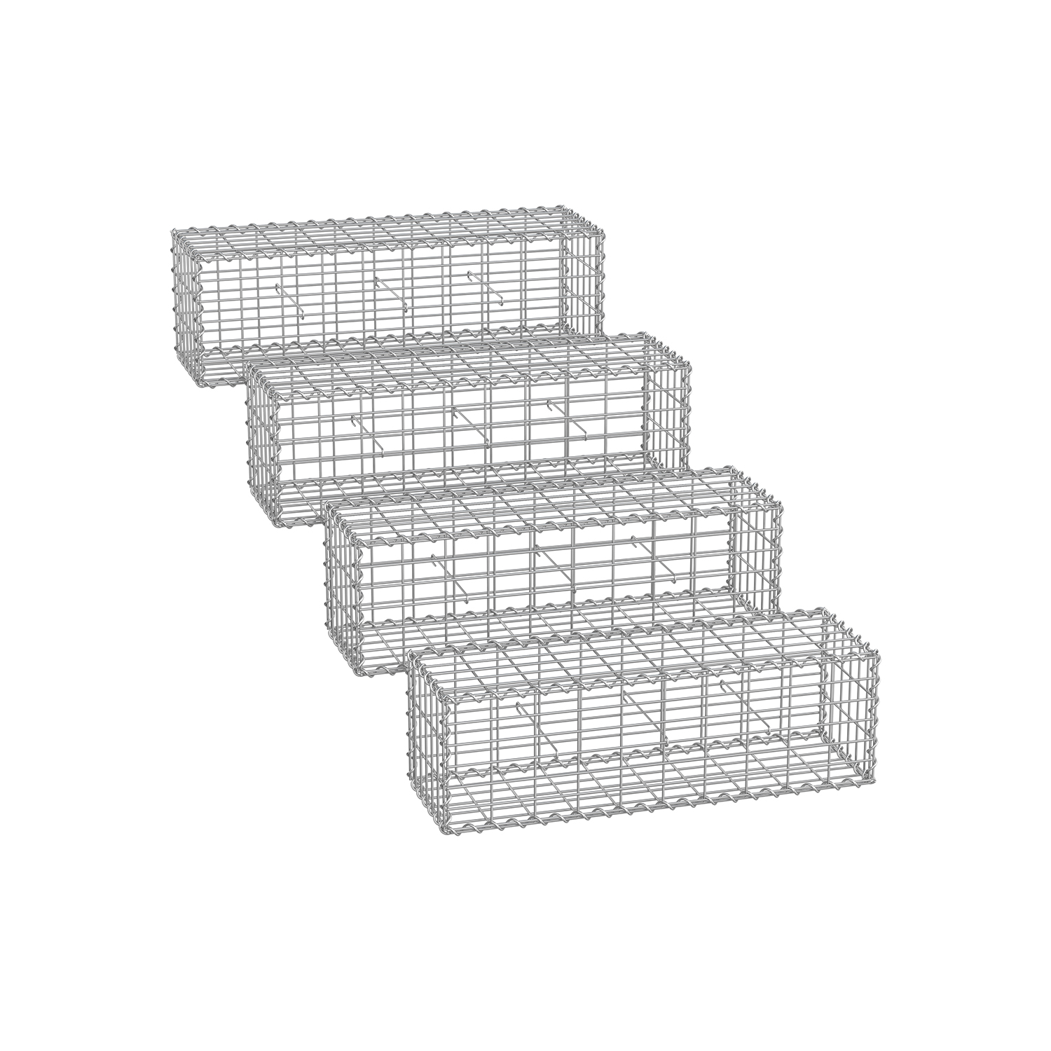 SONGMICS Gabionkorgar med 5 x 10 cm maskstorlek, 4-pack, silver
