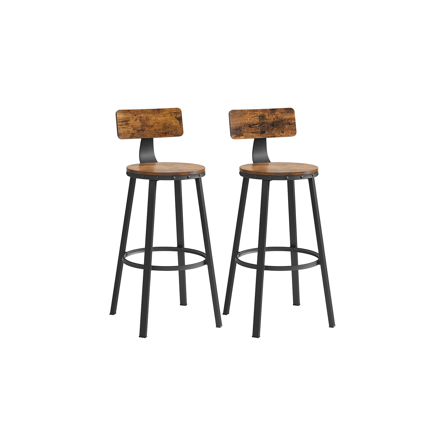 VASAGLE Industriel design barstole, sæt med 2