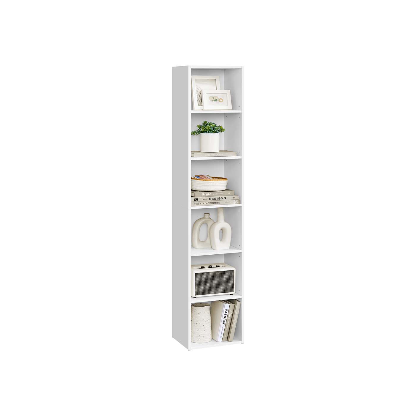 VASAGLE Bookshelf with 6 open compartments 24 x 30.2 x 160.7 cm cloud white