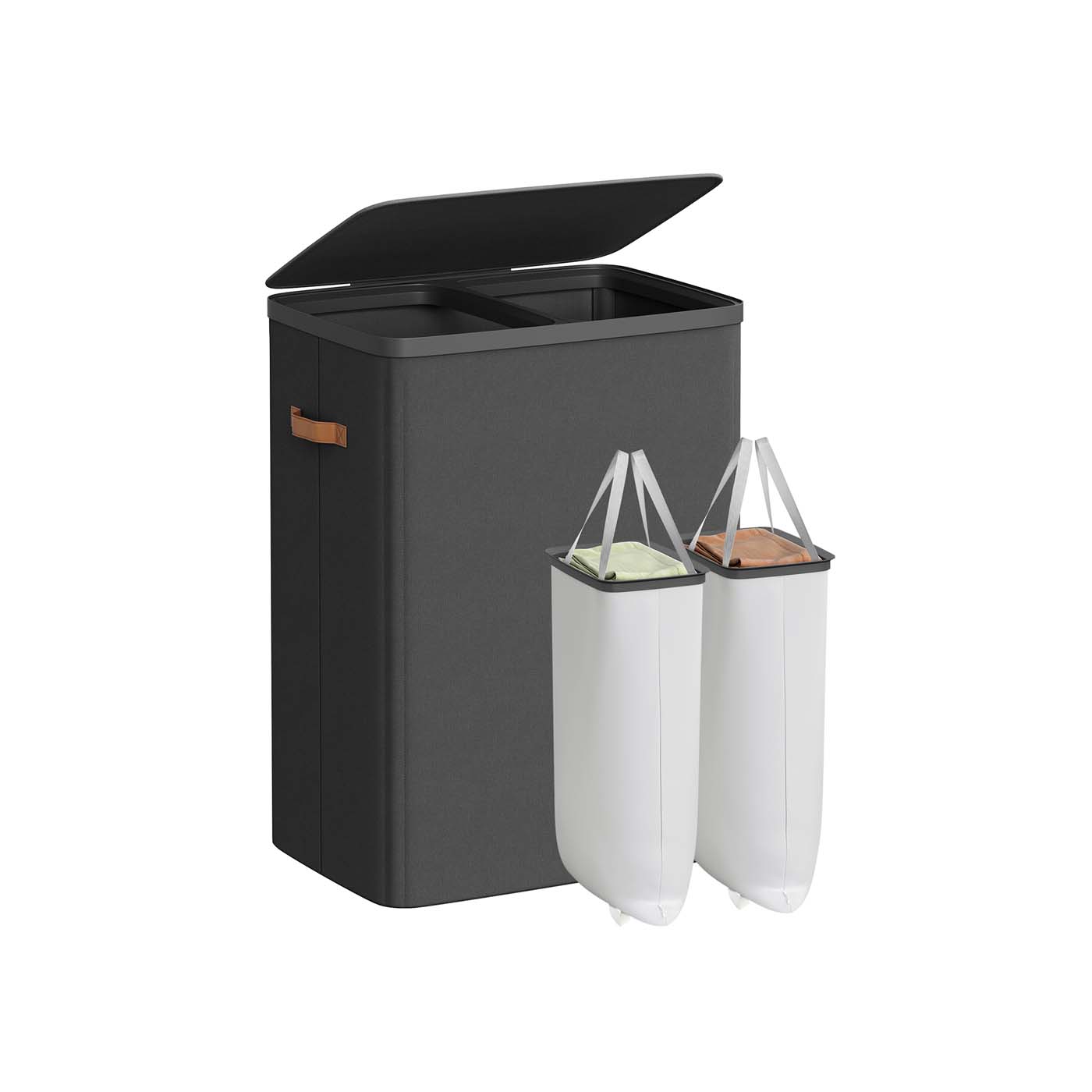 SONGMICS laundry basket 170 L with 2 compartments 56 x 40 x 75 cm ink black