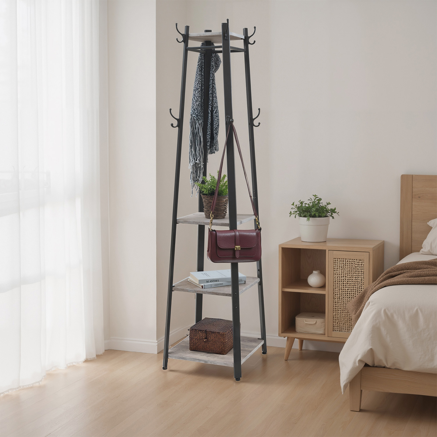 VASAGLE garderobestativ, tøjstativ, garderobe med 4 hylder