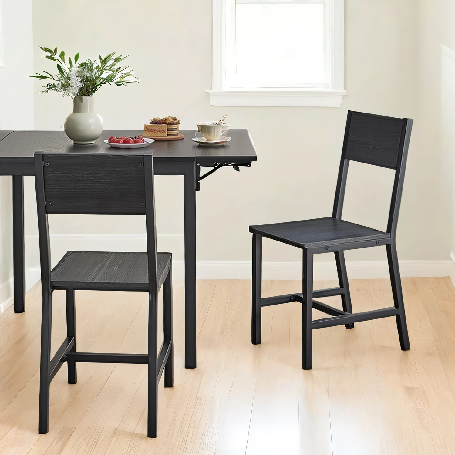 VASAGLE Dining Chairs 2-Piece Set Anthracite Gray-Ink Black