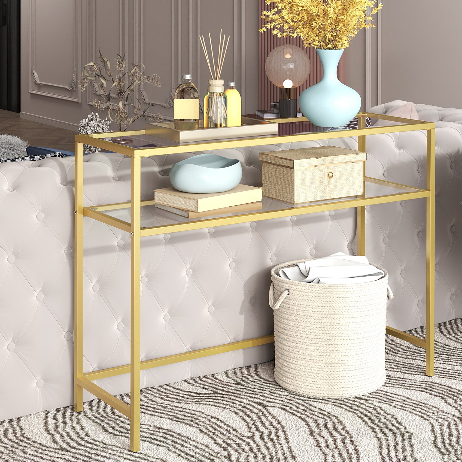 VASAGLE console table with 2 levels, entryway table, sofa tip
