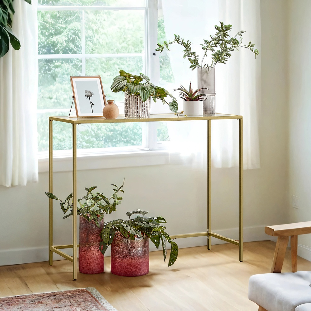 VASAGLE side table made of tempered glass, console table, sofa table