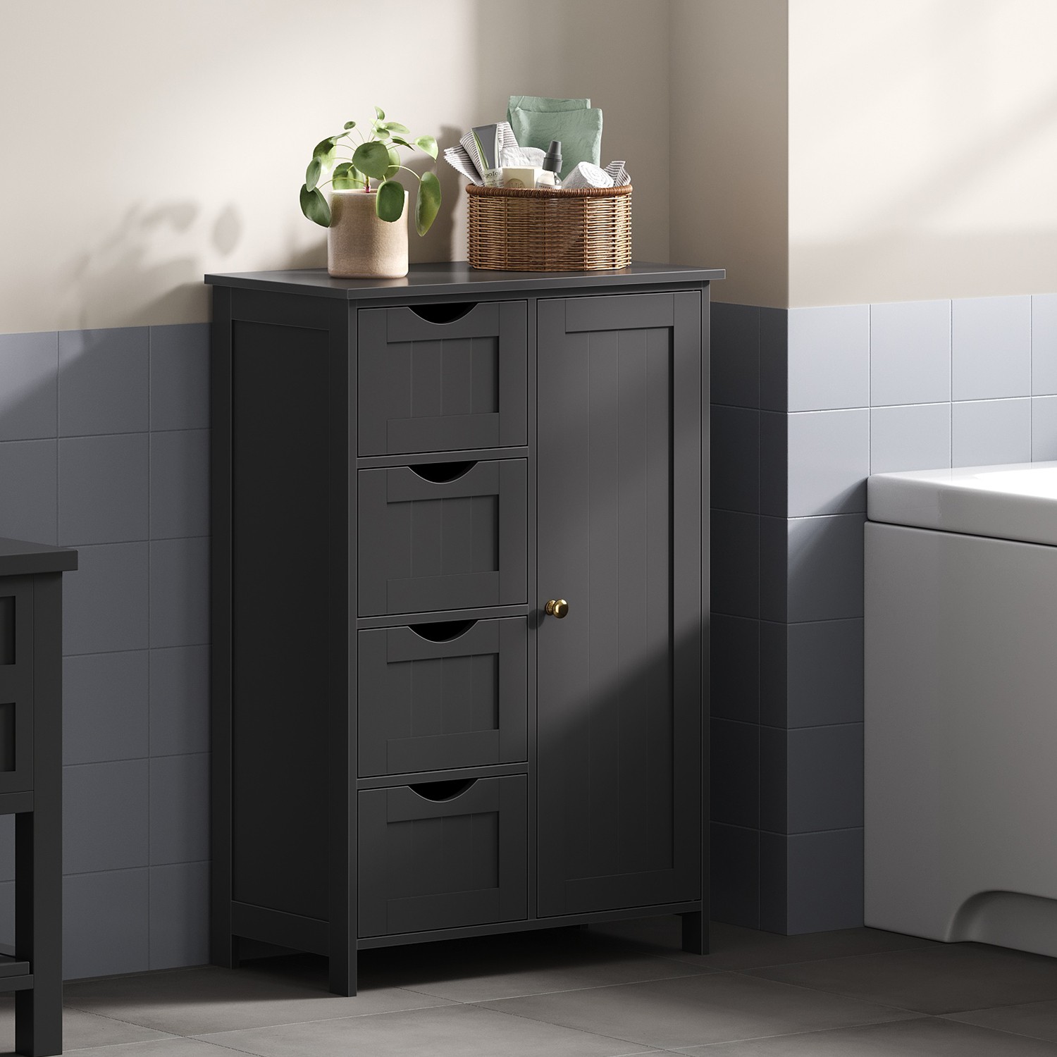 VASAGLE bathroom cabinet, narrow bathroom cabinet, side cabinet