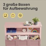 VASAGLE Children's shelf with casters 30 x 102 x 60 cm pastel pink
