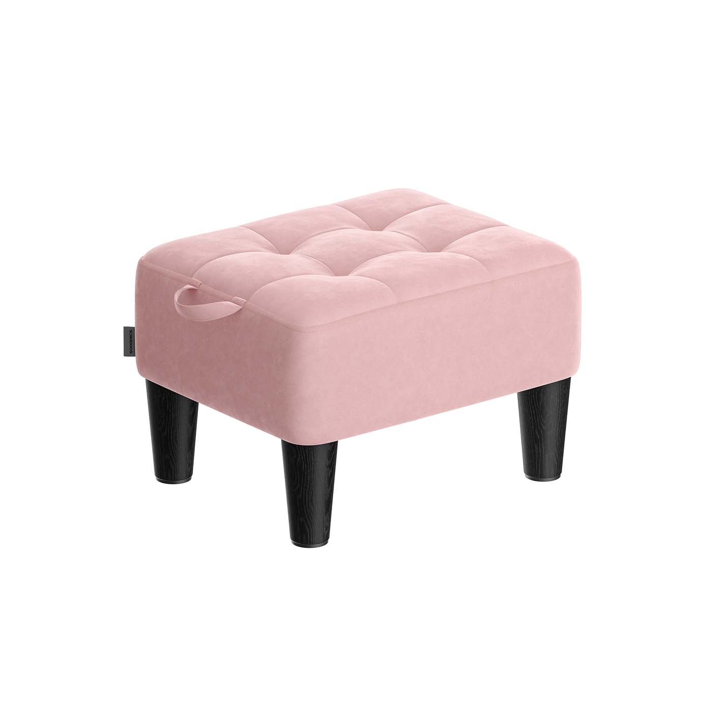 SONGMICS Velourskammel med tyk polstring, pastellrosa og blæksort