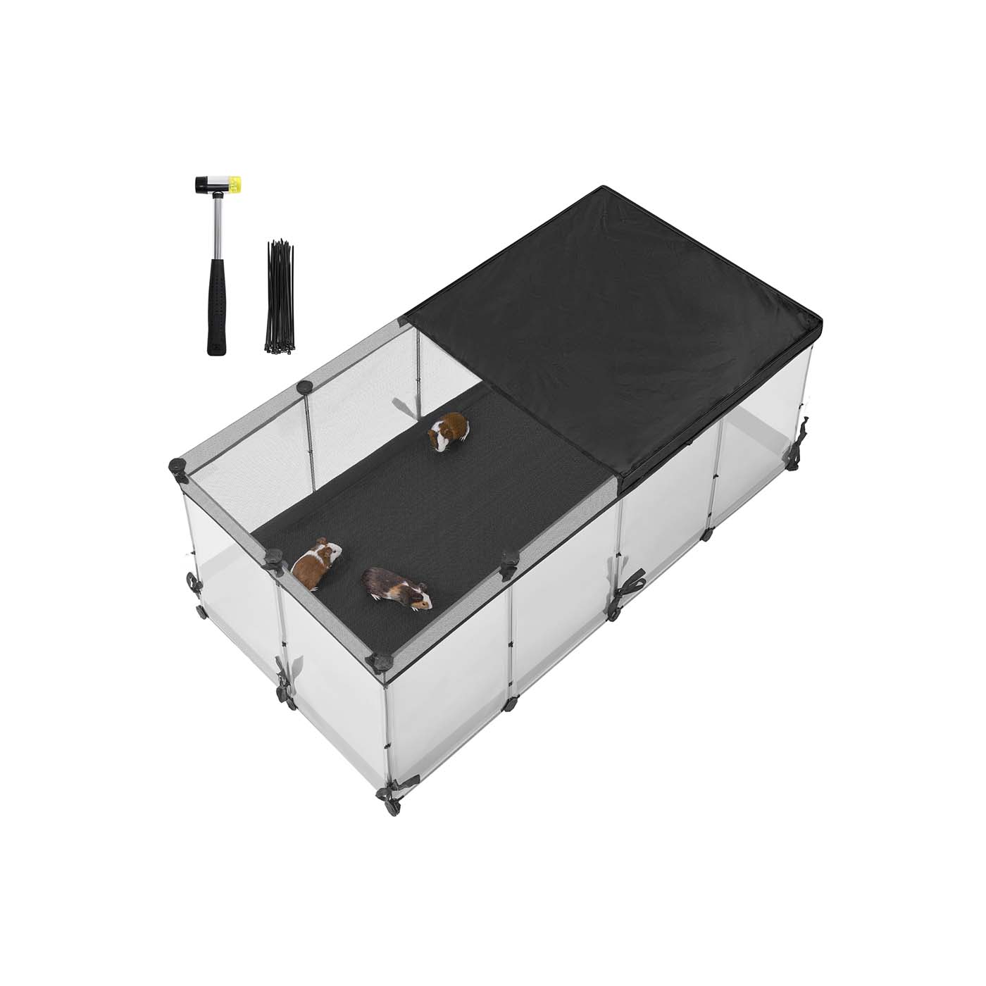 SONGMICS Pieneläinten aitaus muovilevyistä 144 x 74 x 57 cm pilvinen valkoinen