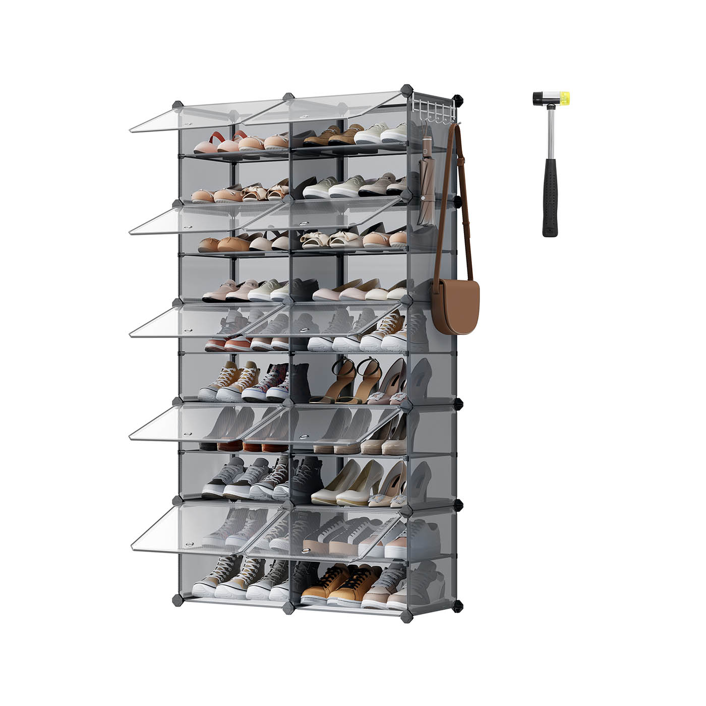 SONGMICS skoholder med 10 rum 30 x 40 x 30 cm pr. rum, skifergrå