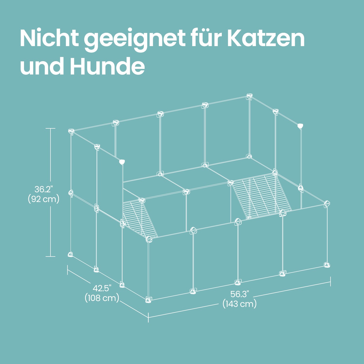 SONGMICS udendørs indhegning til kaniner, indhegning til små dyr, 143 x 108 x 93 cm