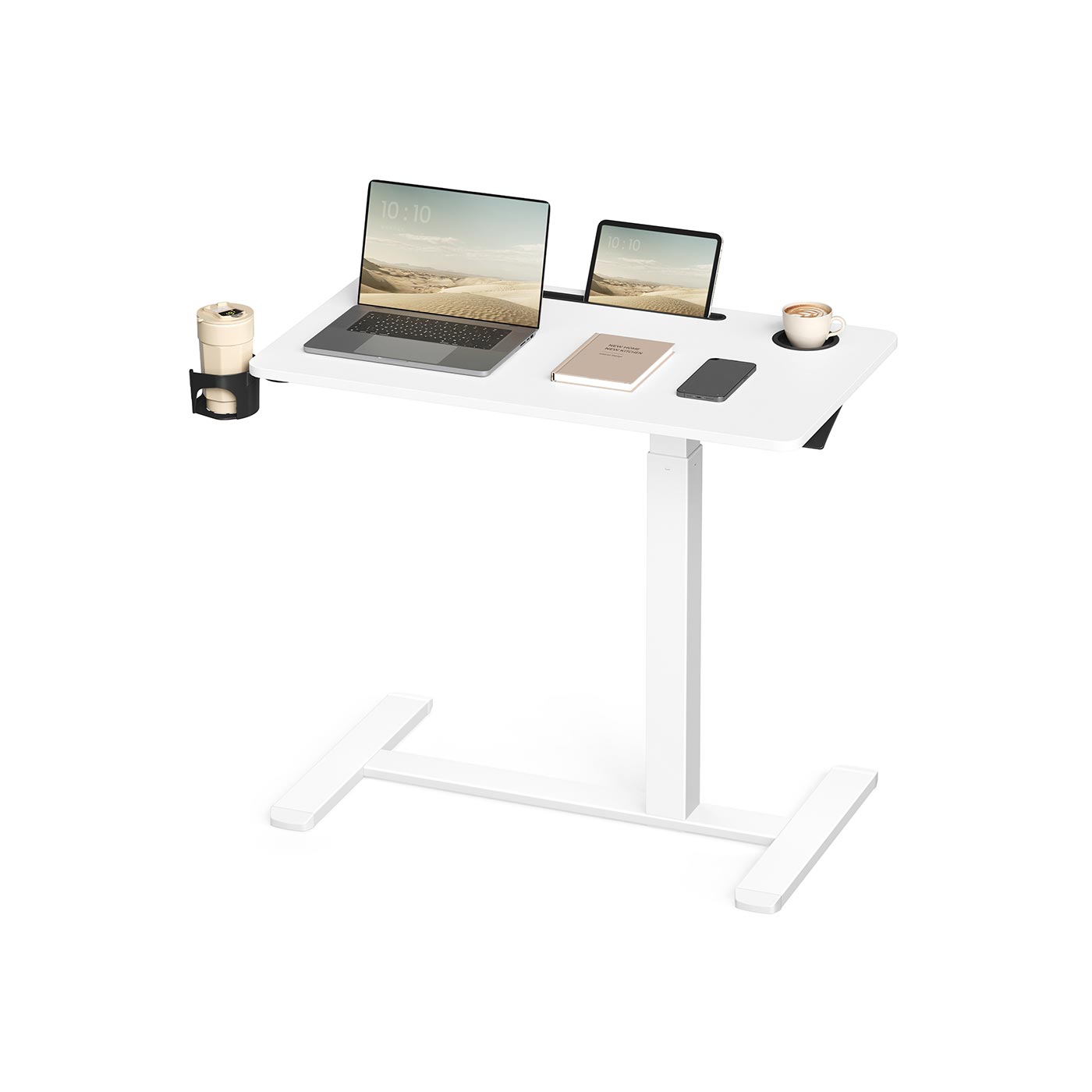 VASAGLE Mobile side table with casters and drink holders