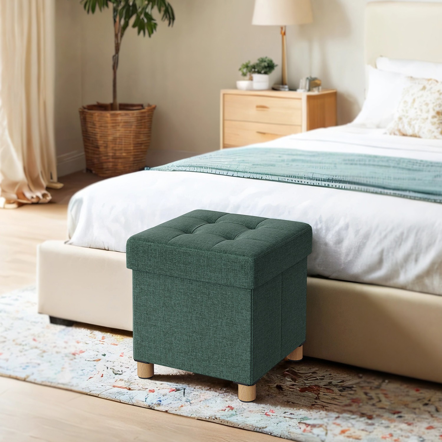 SONGMICS storage stool, small folding bench, 38